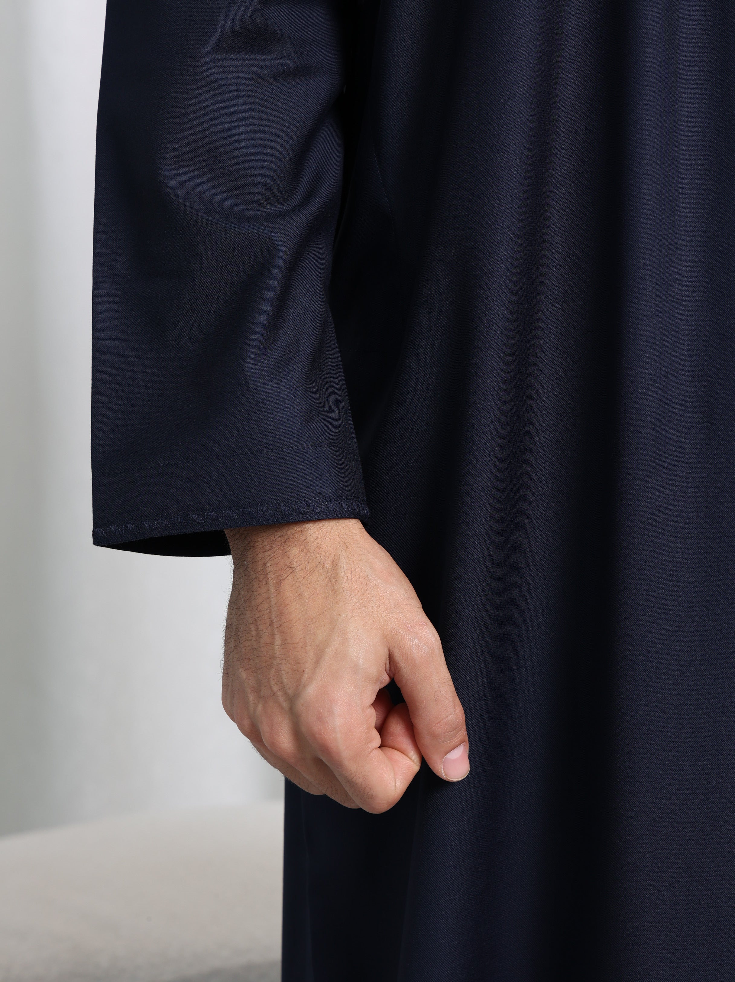 Premium Navy Emirati Embroidered Thobe