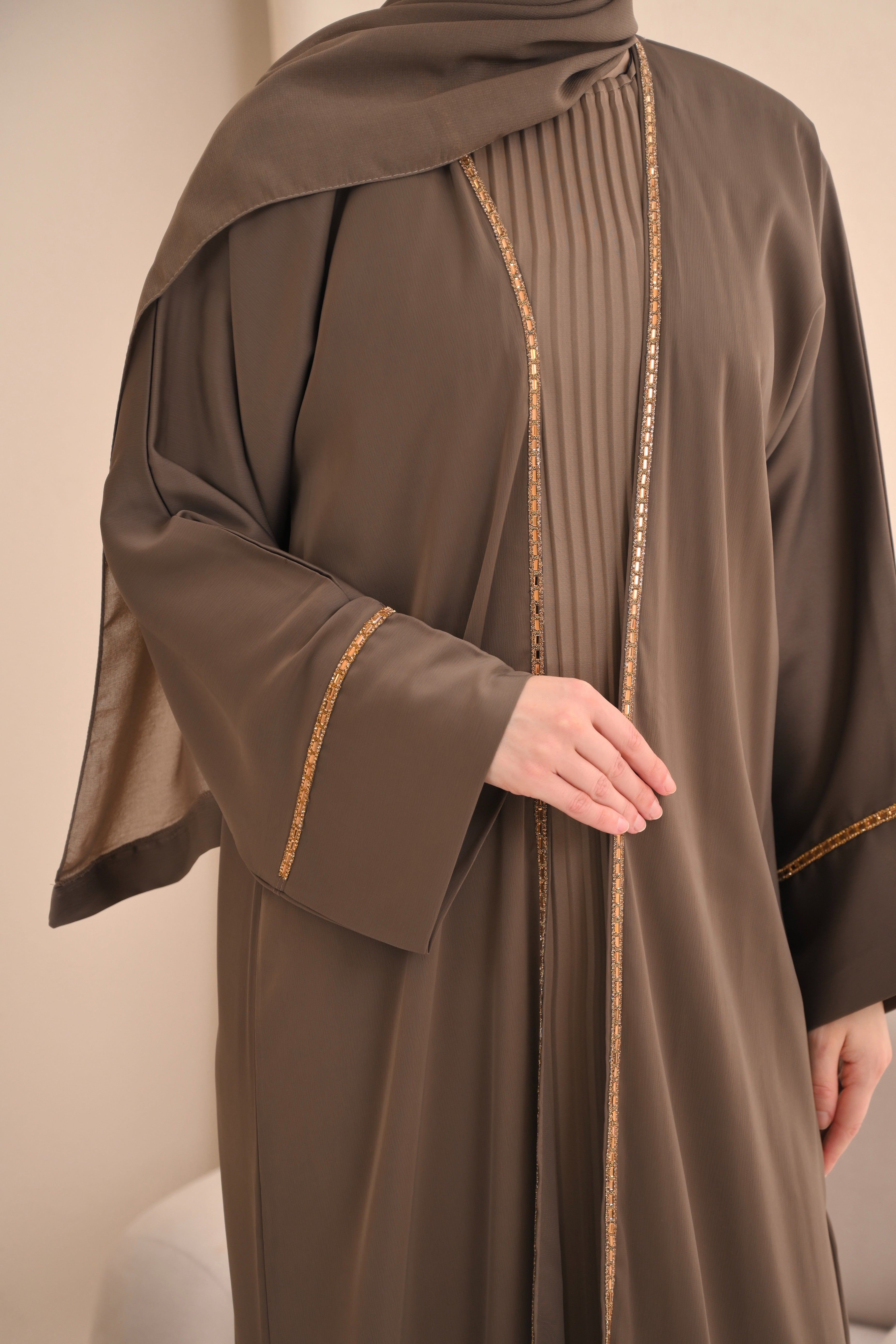 Mocha Embellished Abaya