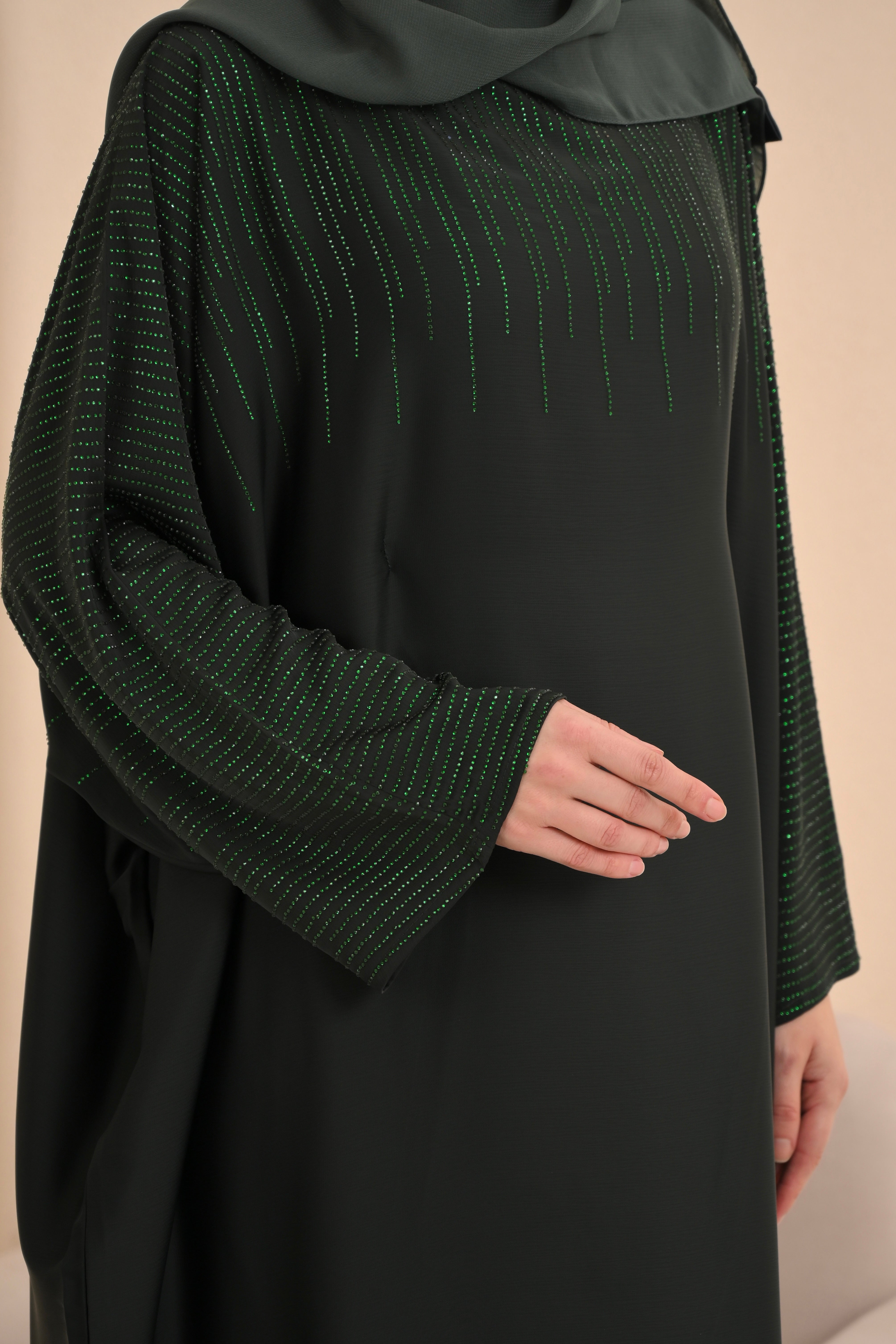 Forest Green Embellished Farasha