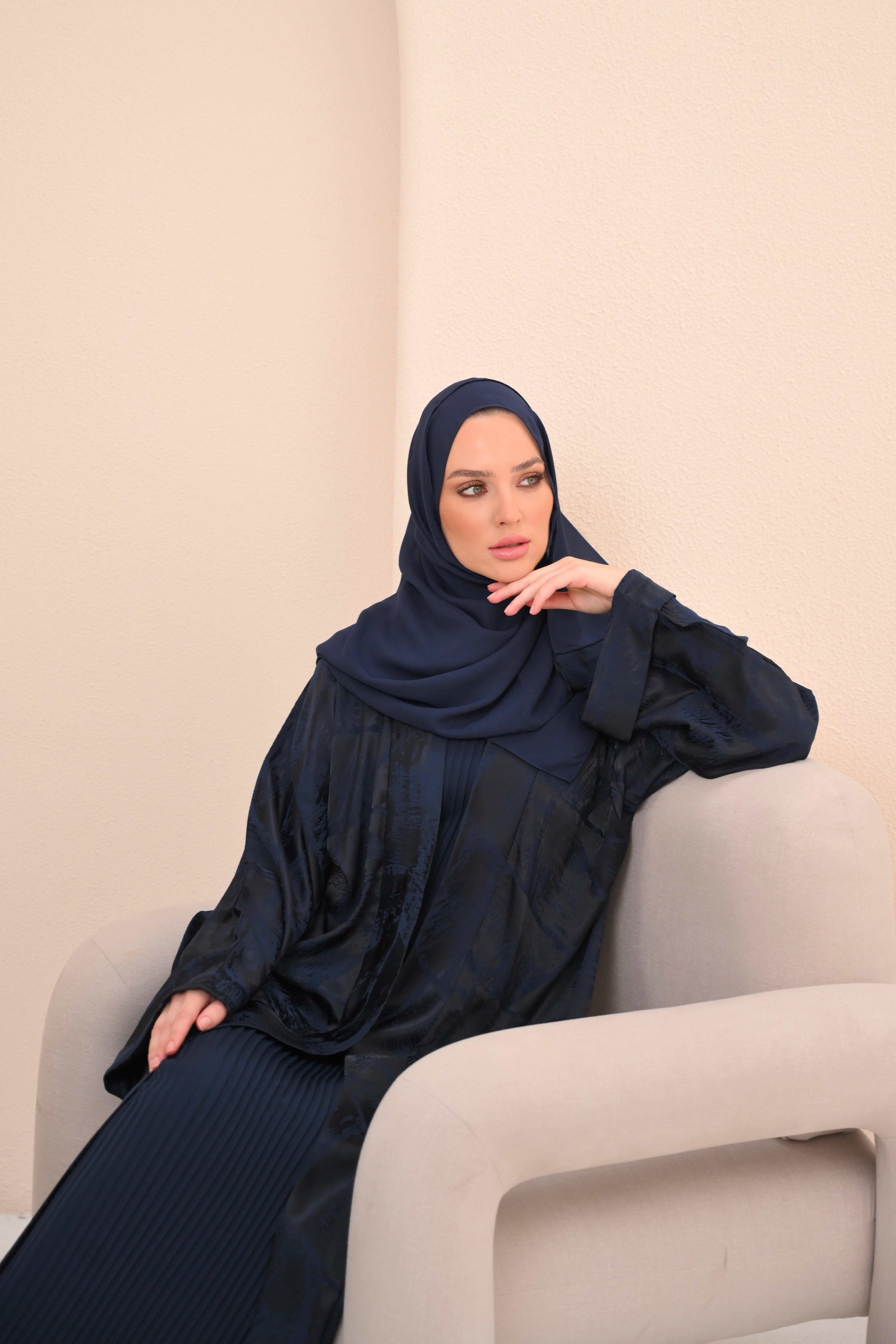 Navy Jacquard Abaya