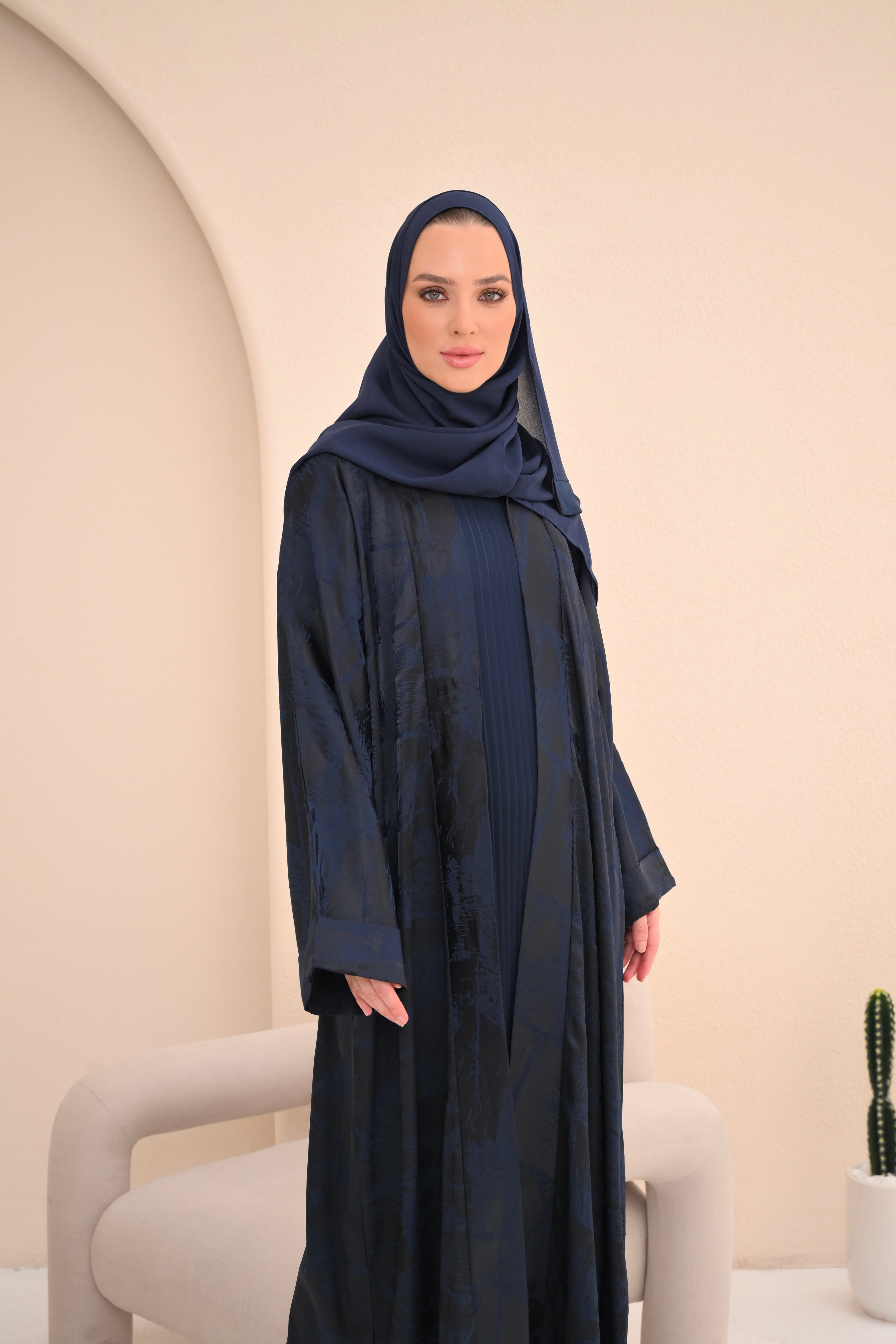 Navy Jacquard Abaya