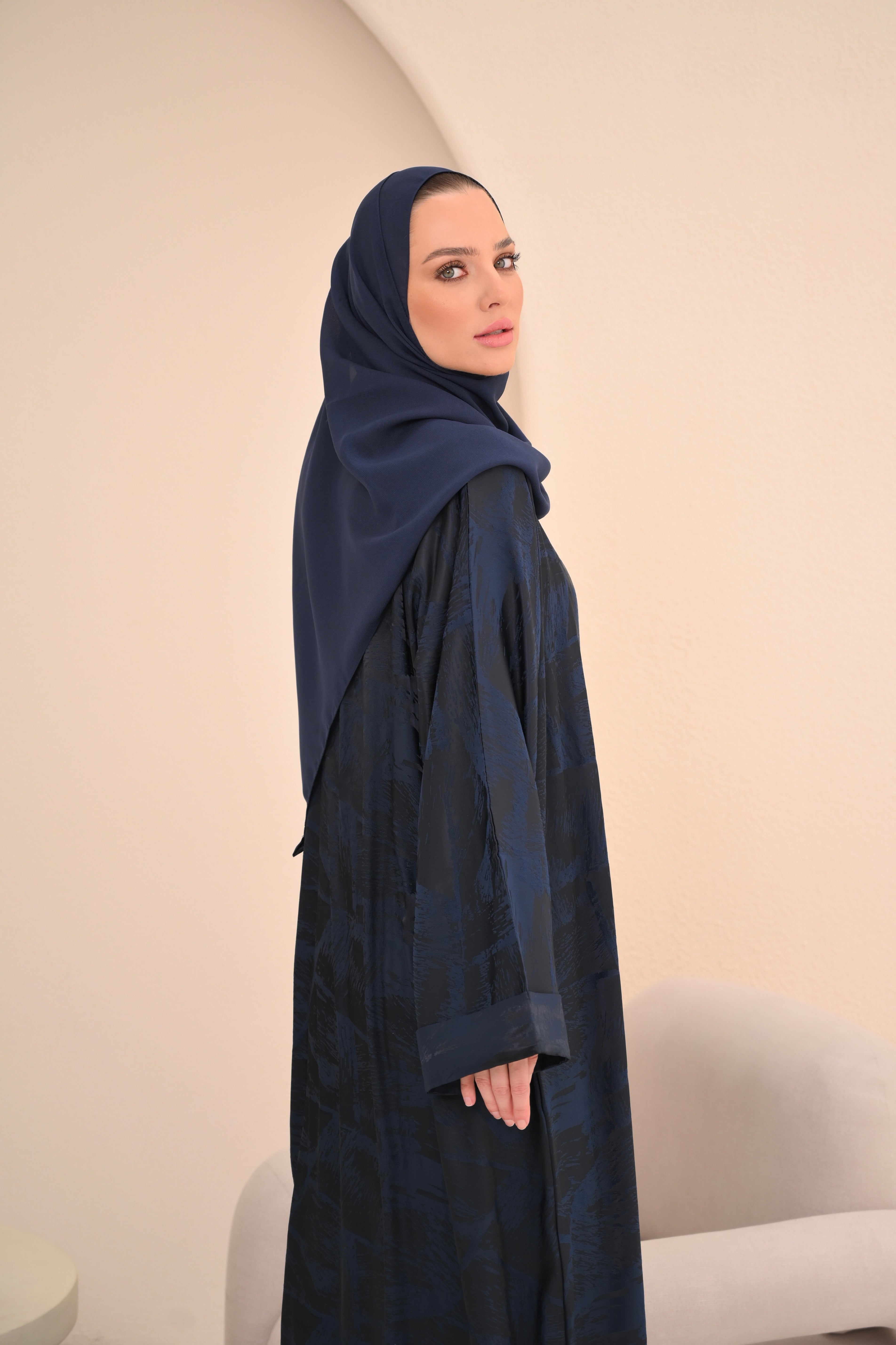Navy Jacquard Abaya