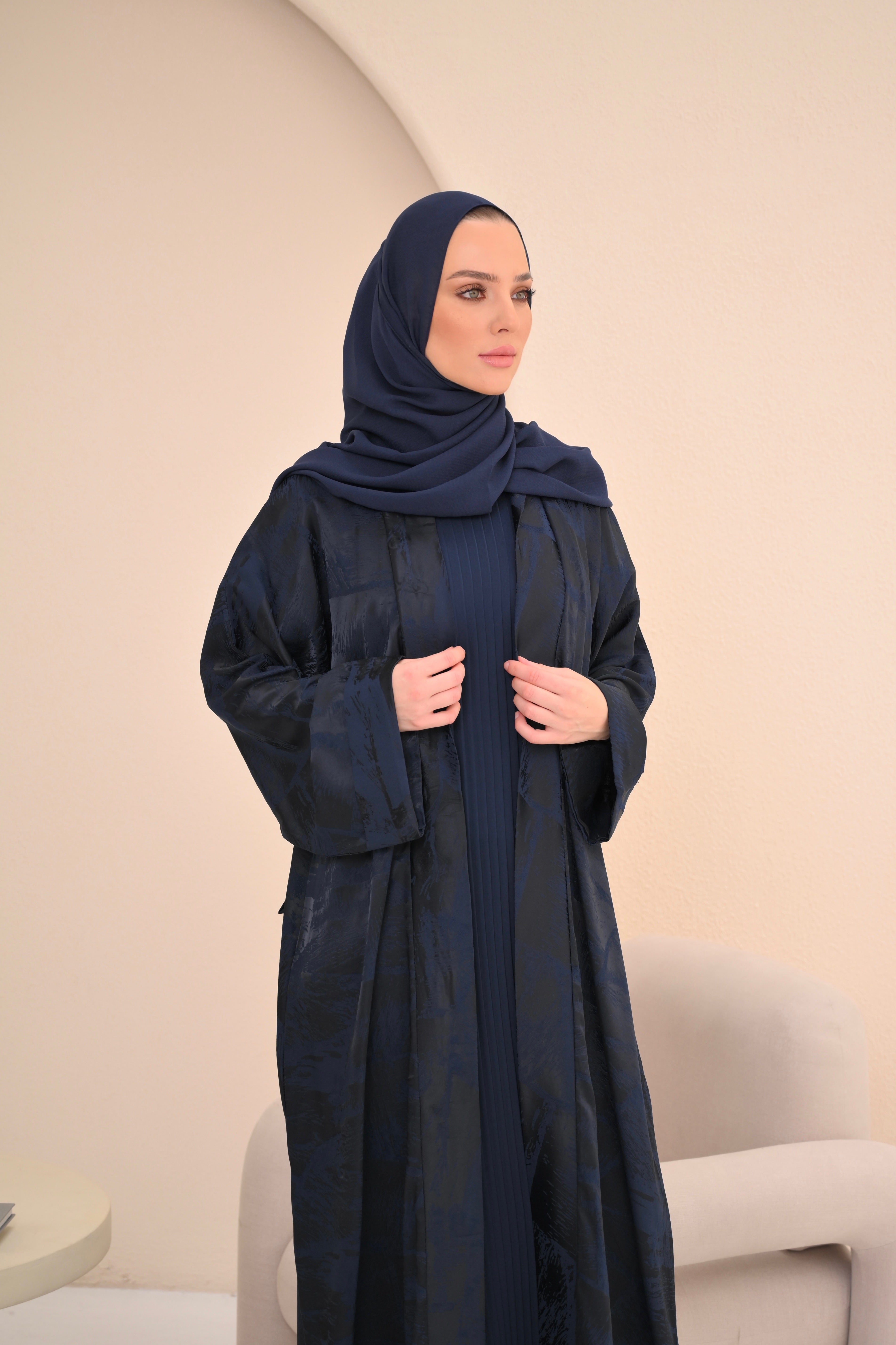 Navy Jacquard Abaya
