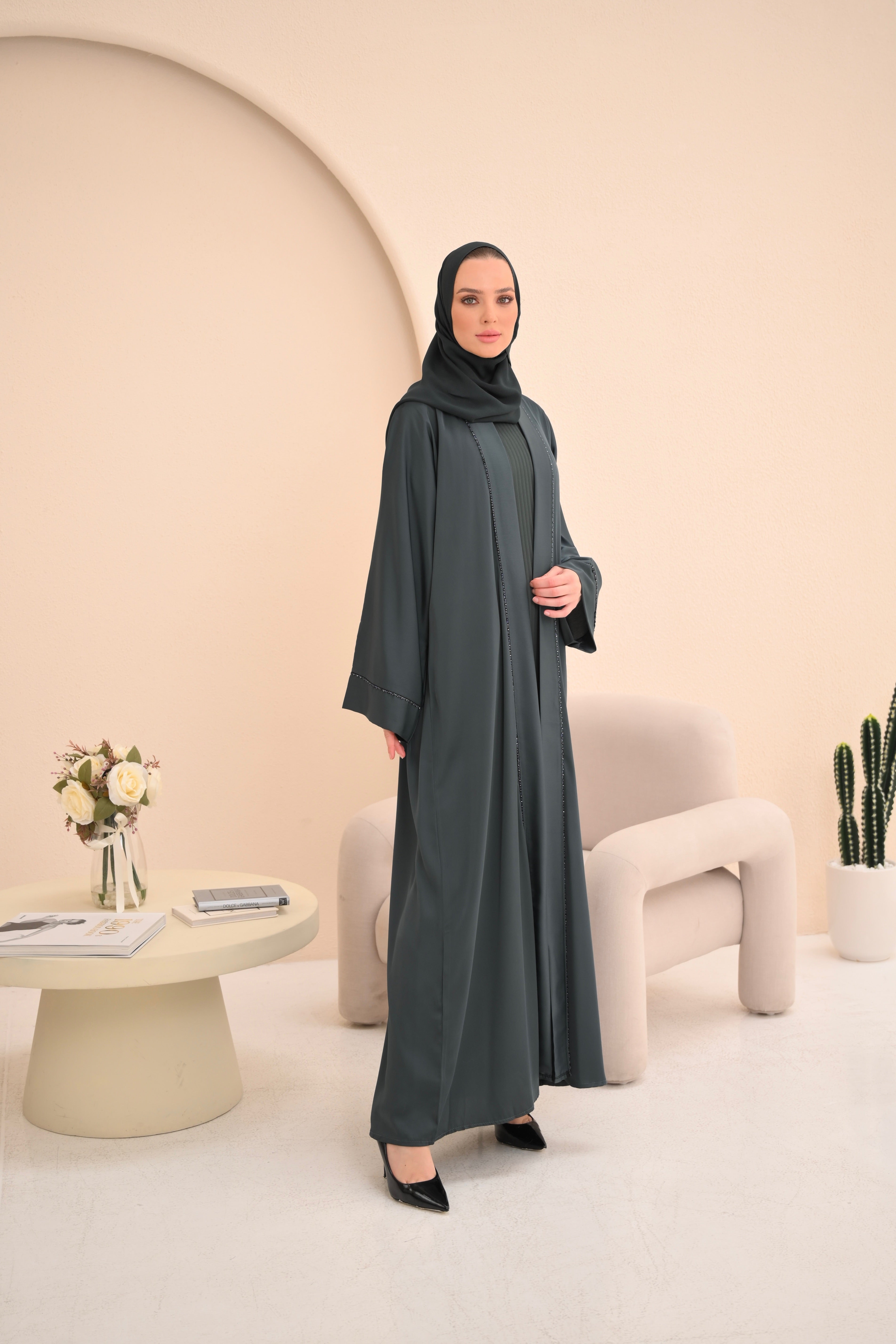 Forest Green Luxury Embellished Abaya