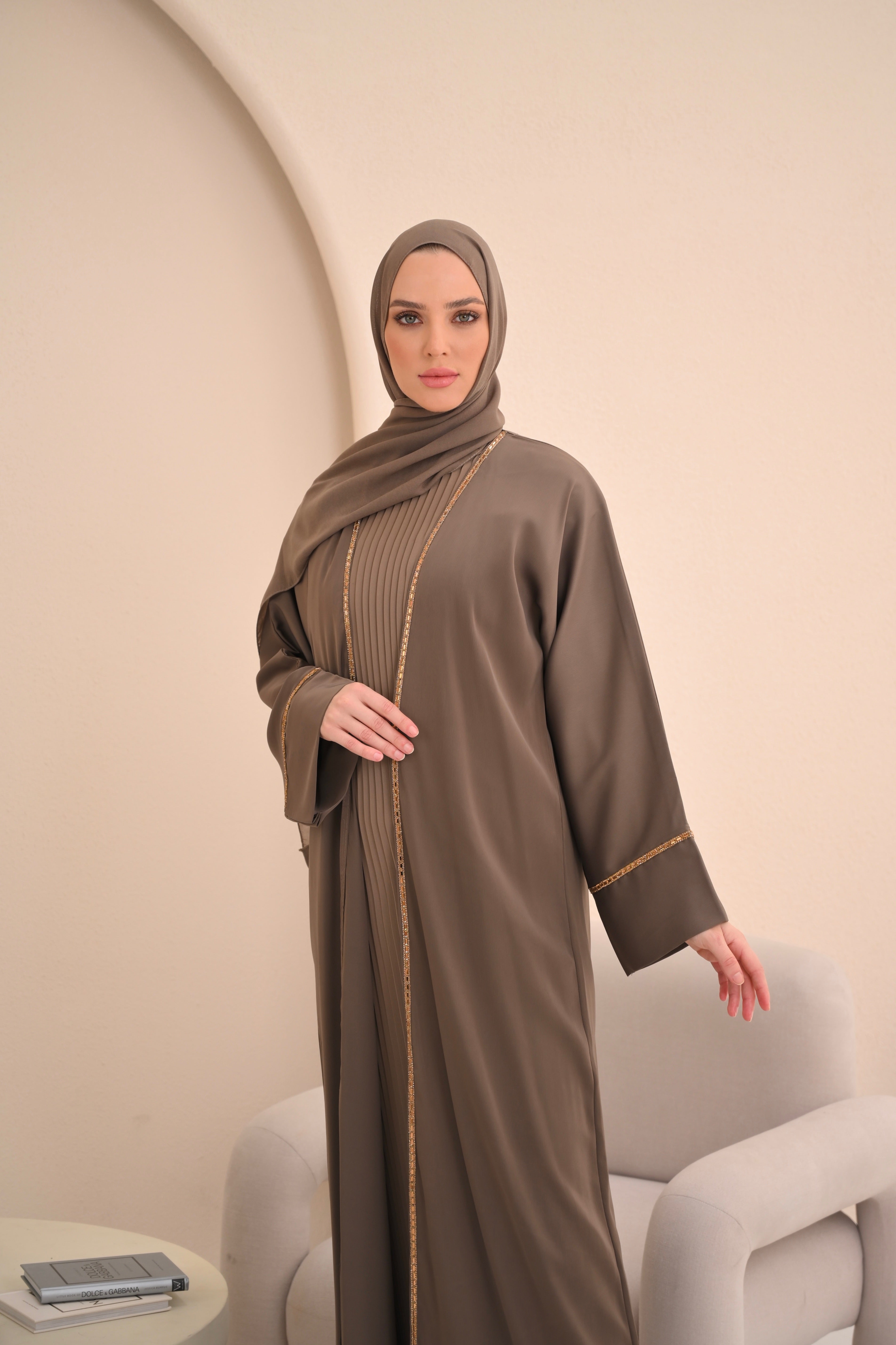 Mocha Embellished Abaya
