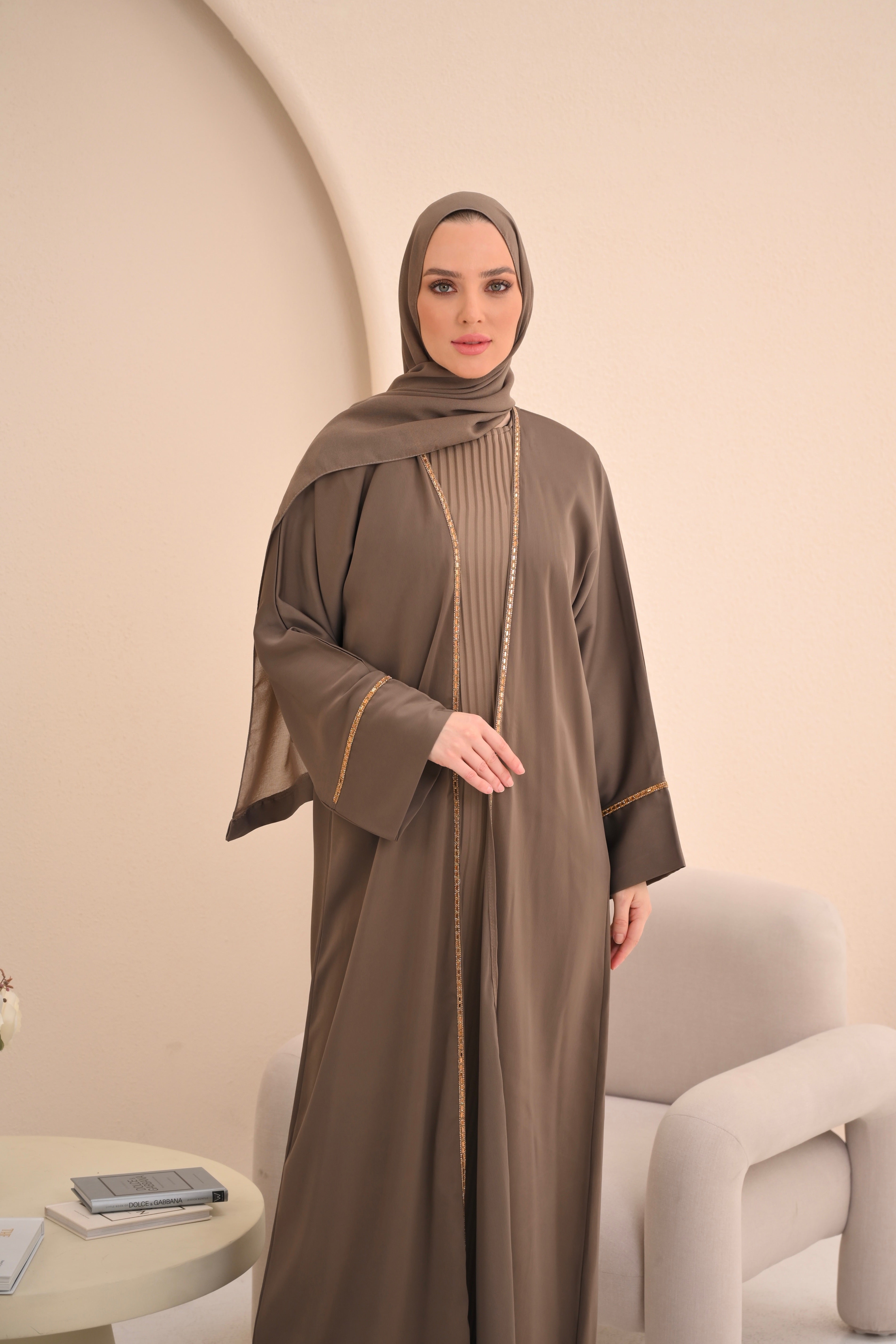 Mocha Embellished Abaya