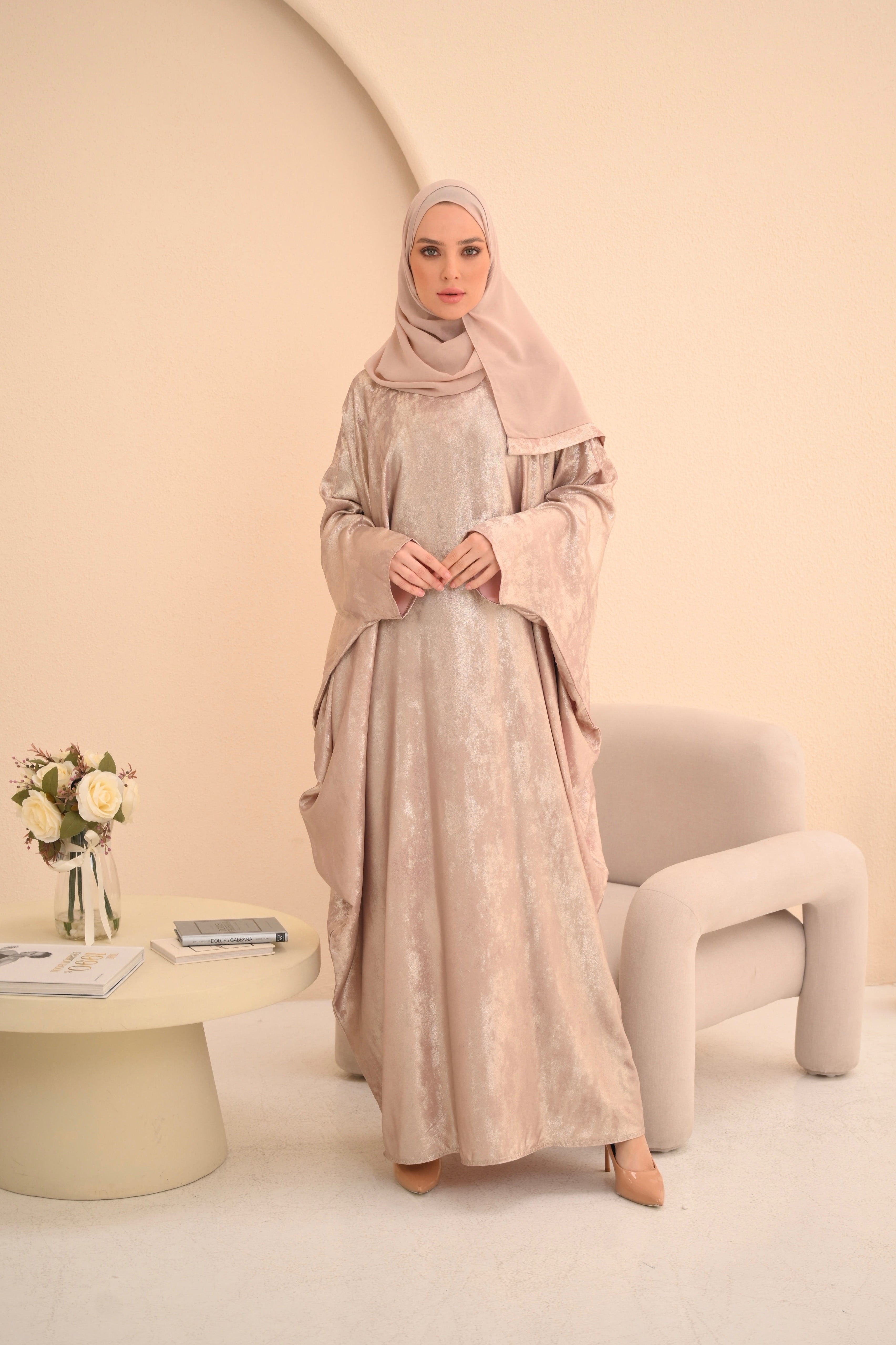 Pink Textured Farasha Abaya