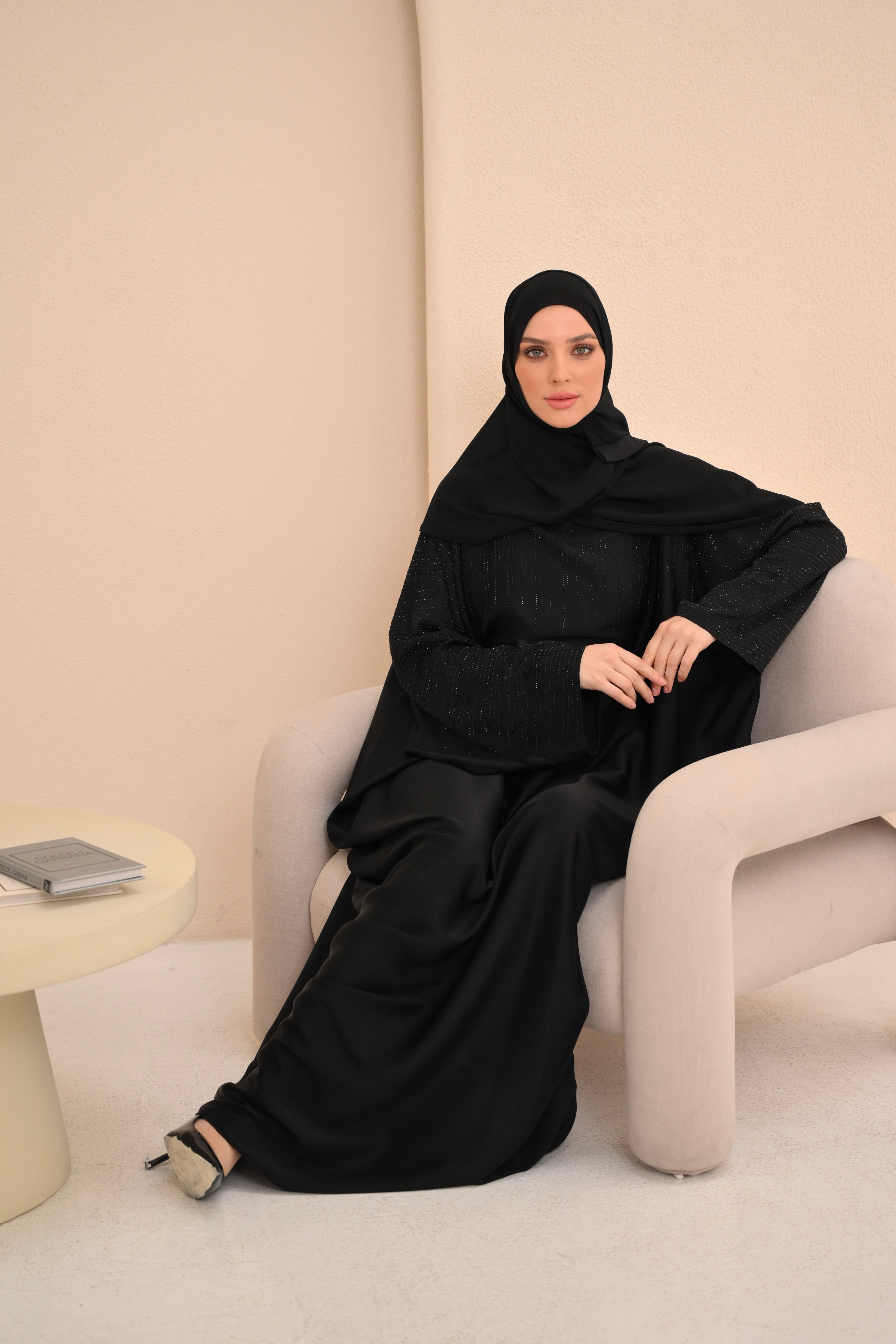 Black Embellished Farasha