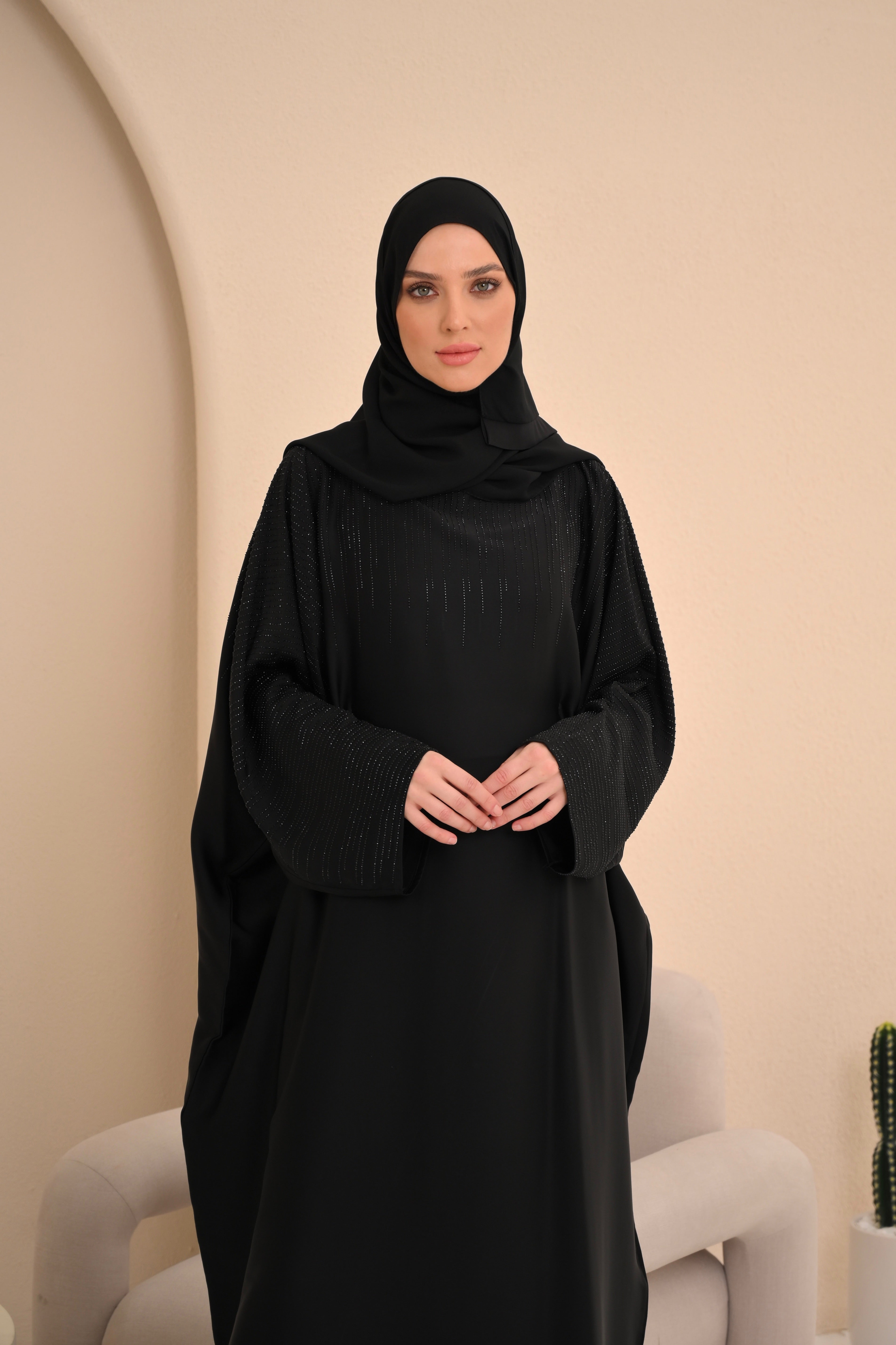 Black Embellished Farasha