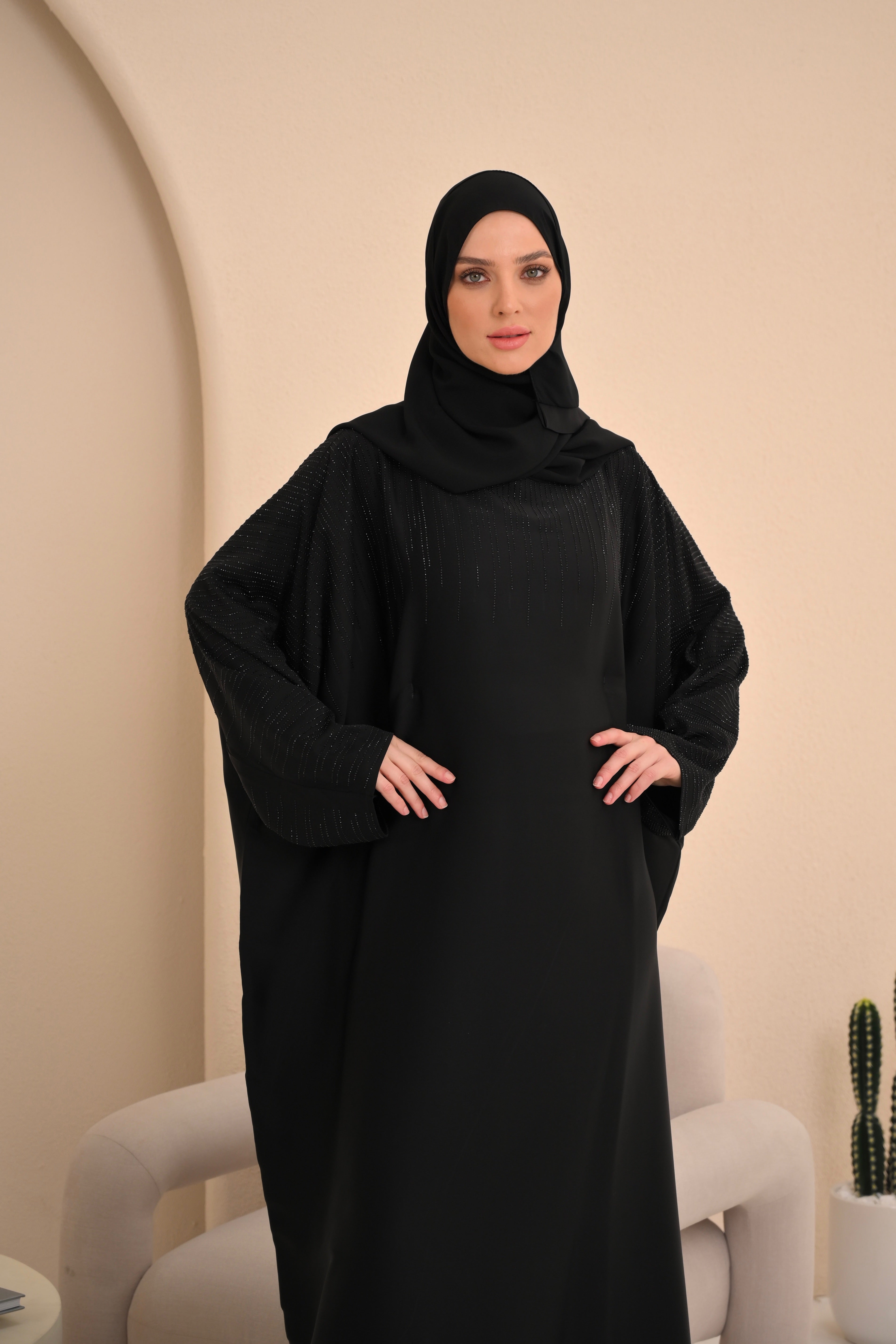 Black Embellished Farasha