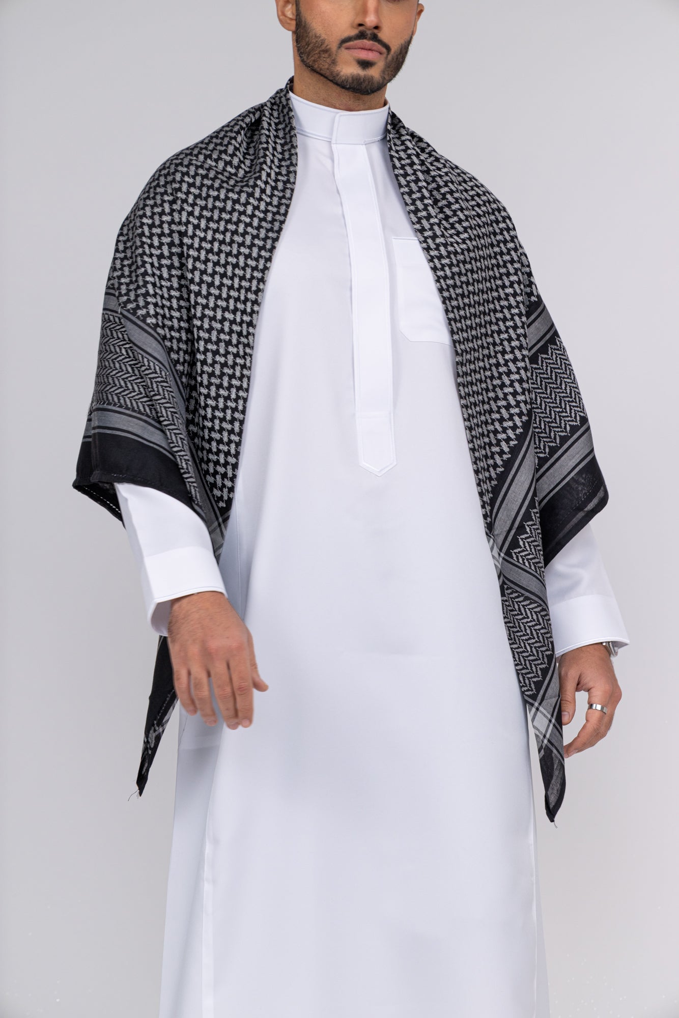 Black & Grey Arab Shemagh Headscarf