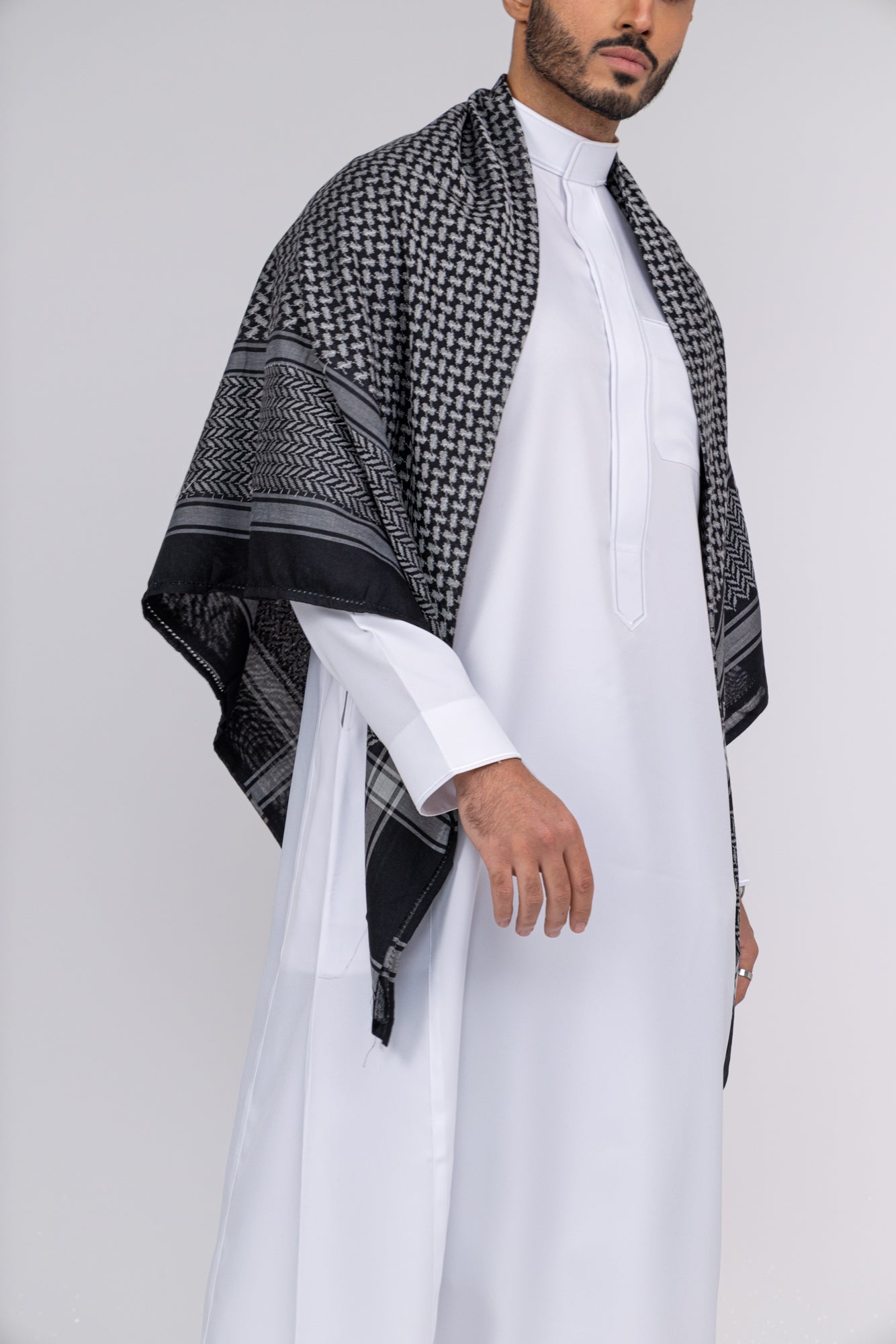 Black & Grey Arab Shemagh Headscarf