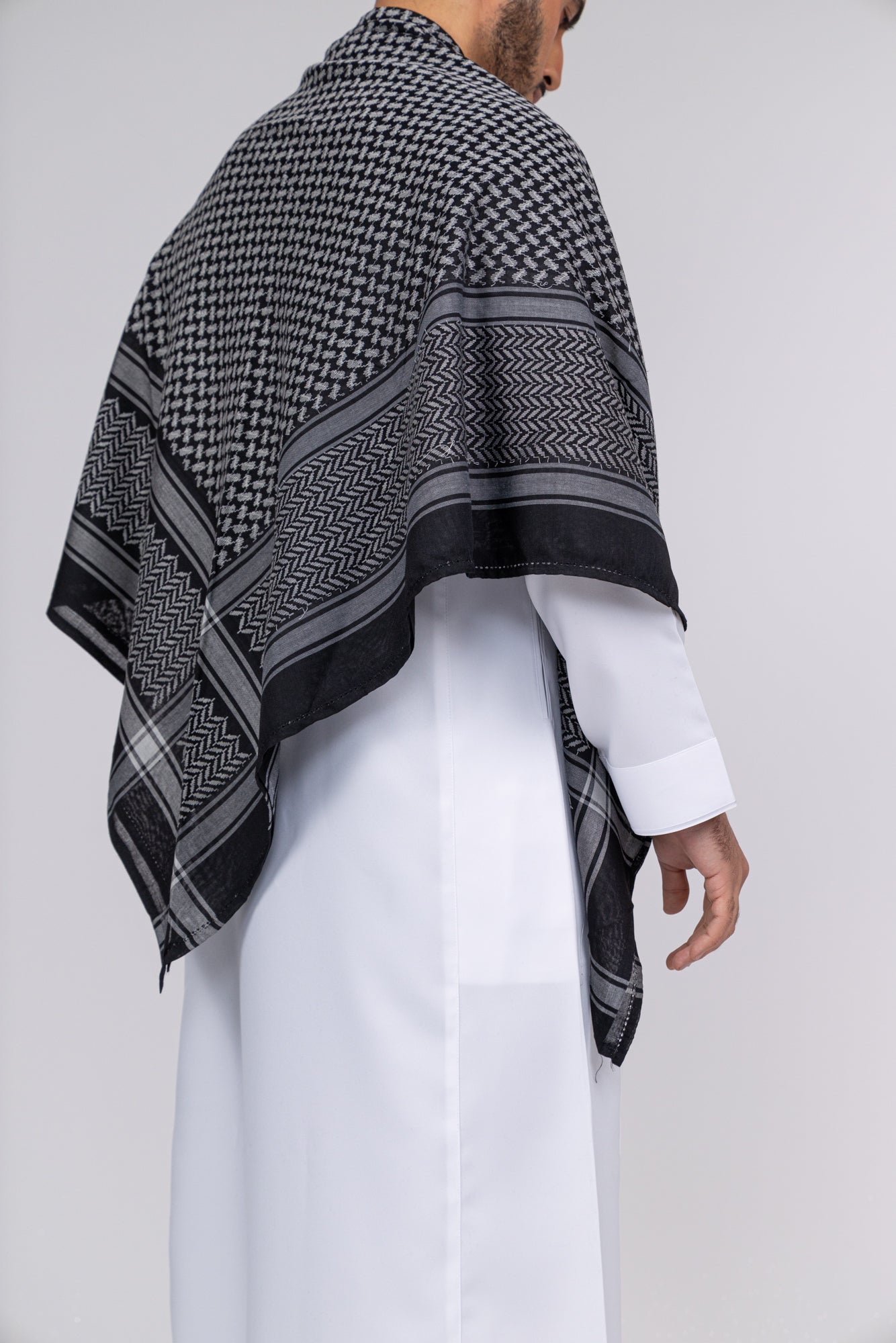 Black & Grey Arab Shemagh Headscarf