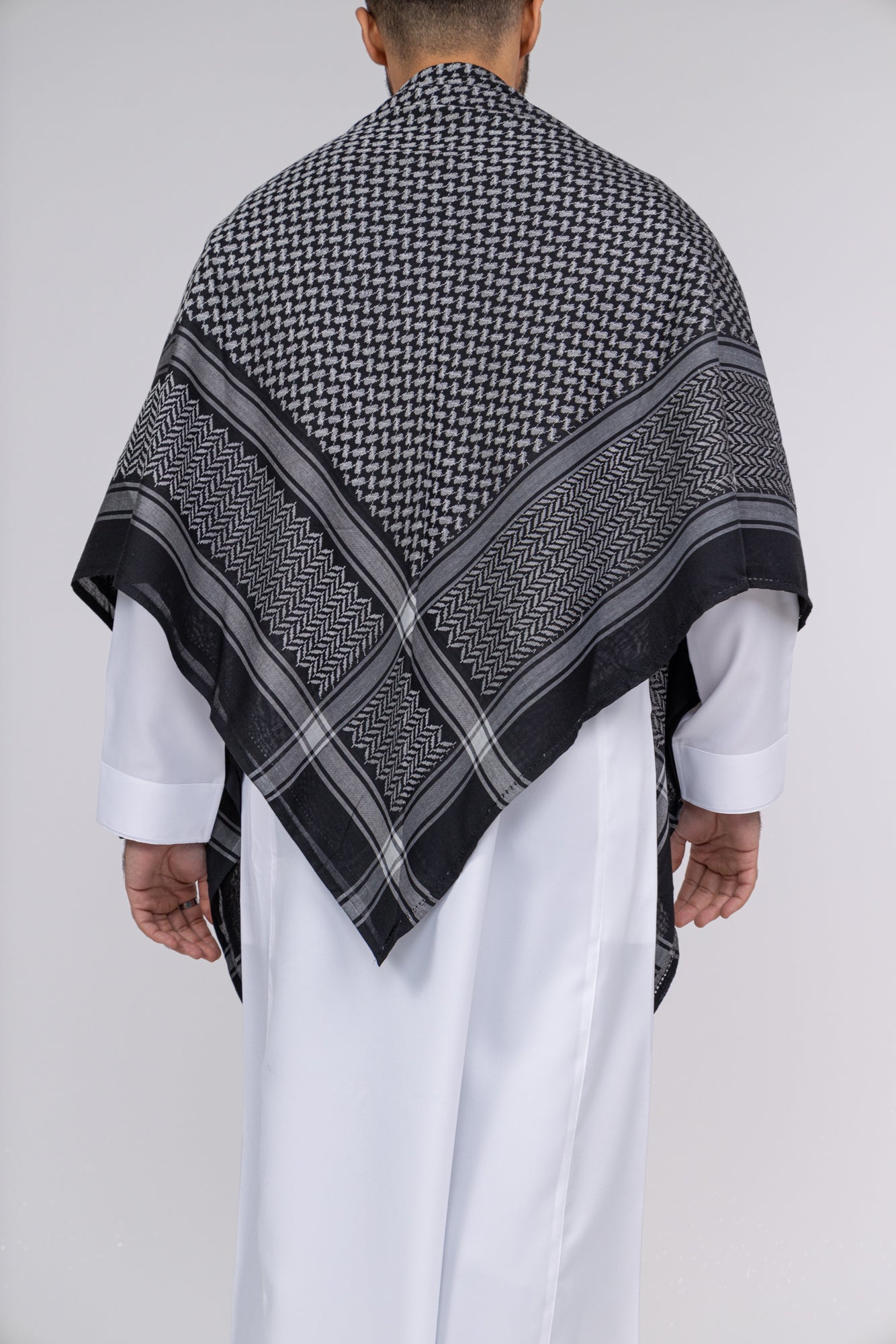 Black & Grey Arab Shemagh Headscarf
