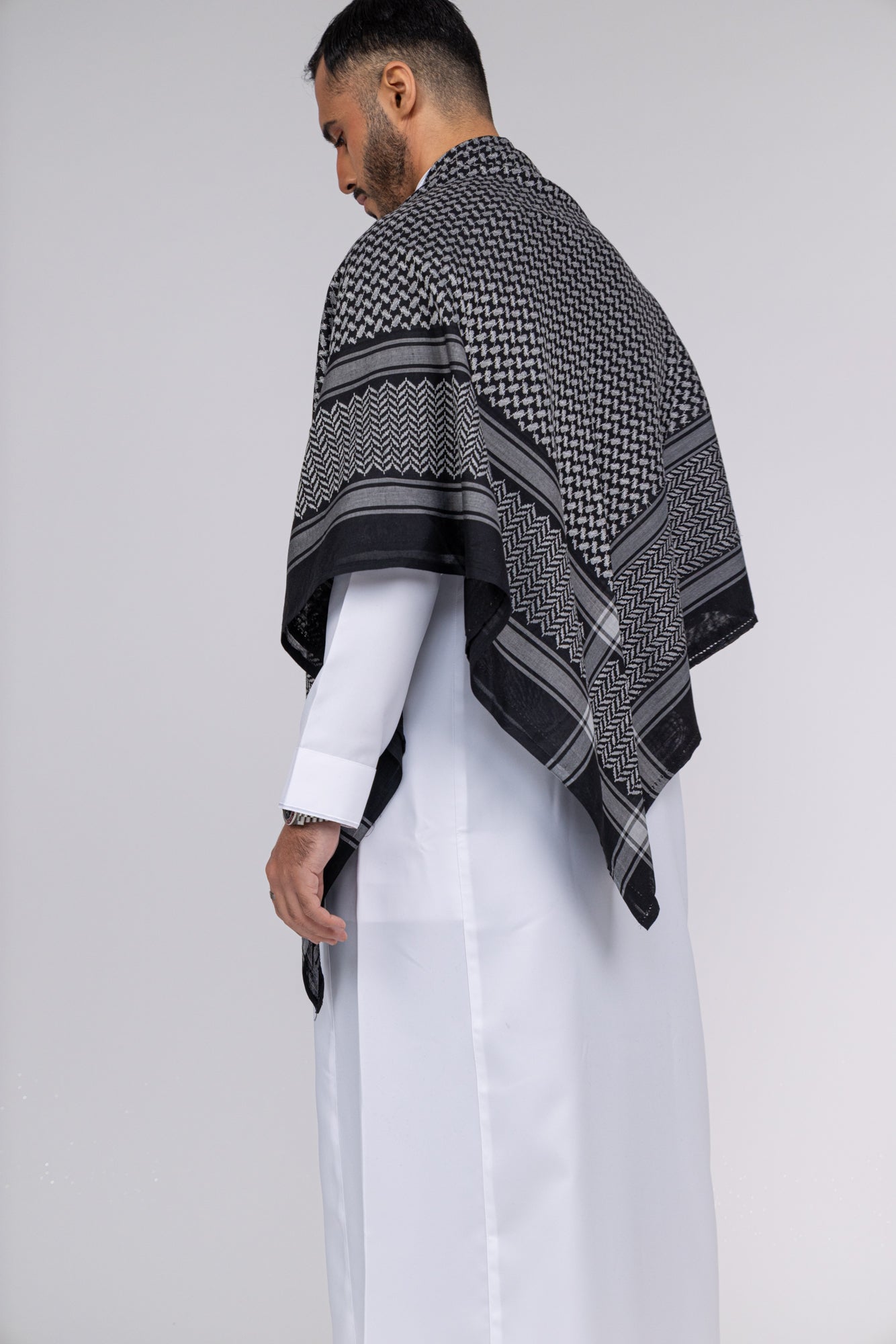 Black & Grey Arab Shemagh Headscarf
