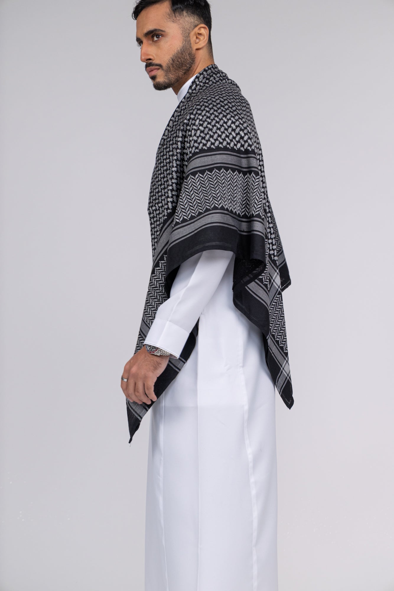 Black & Grey Arab Shemagh Headscarf