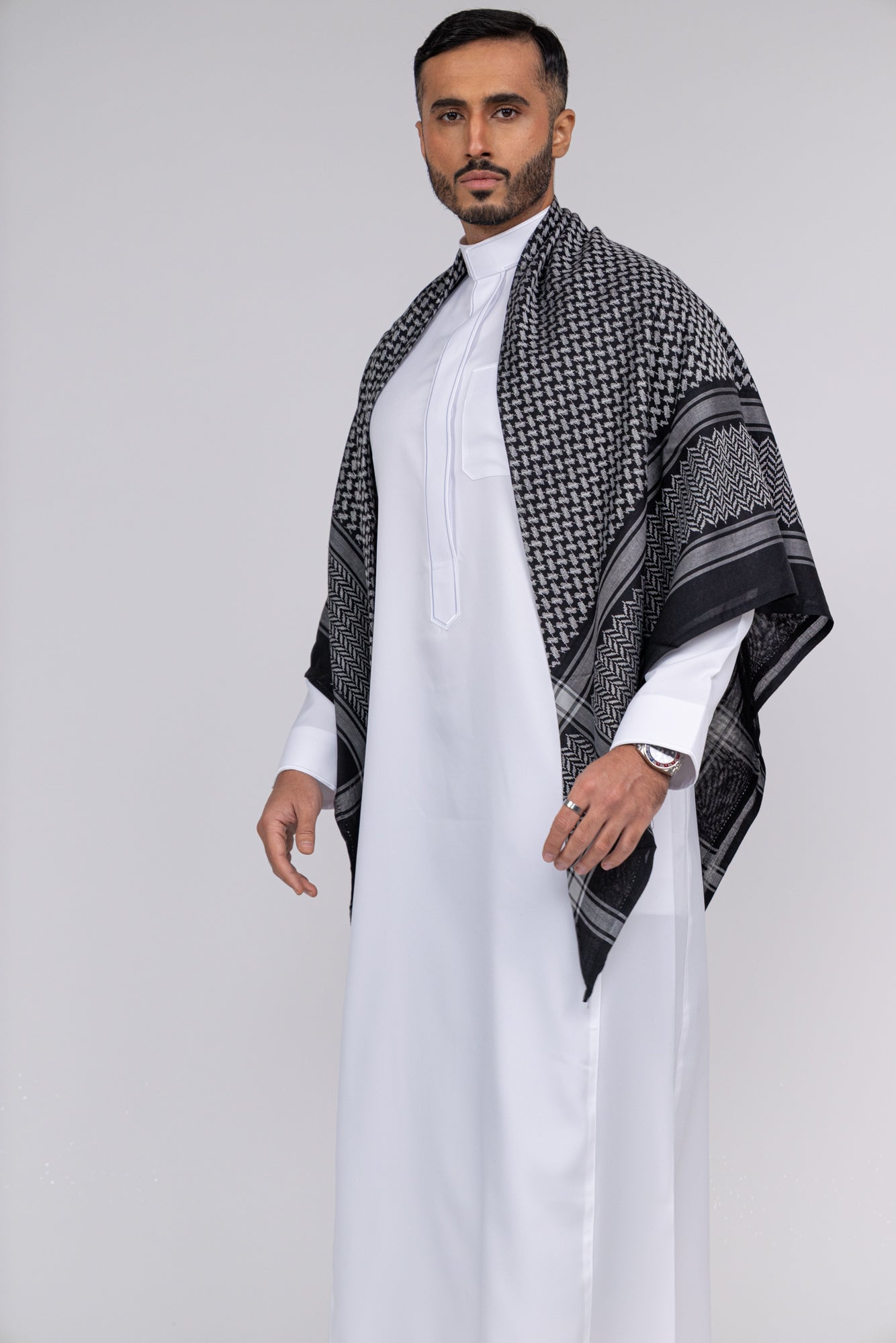Black & Grey Arab Shemagh Headscarf
