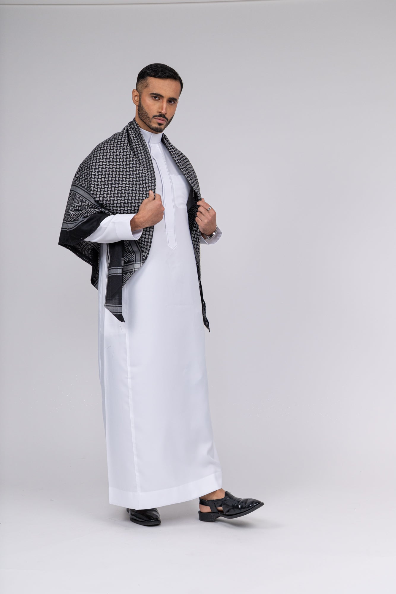Black & Grey Arab Shemagh Headscarf
