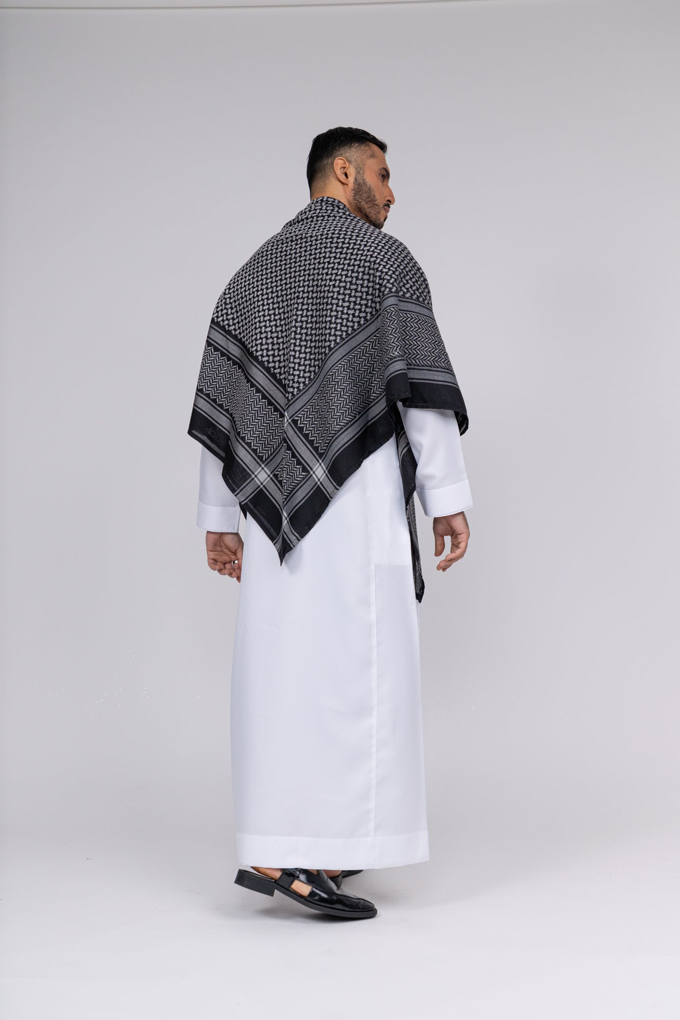 Black & Grey Arab Shemagh Headscarf