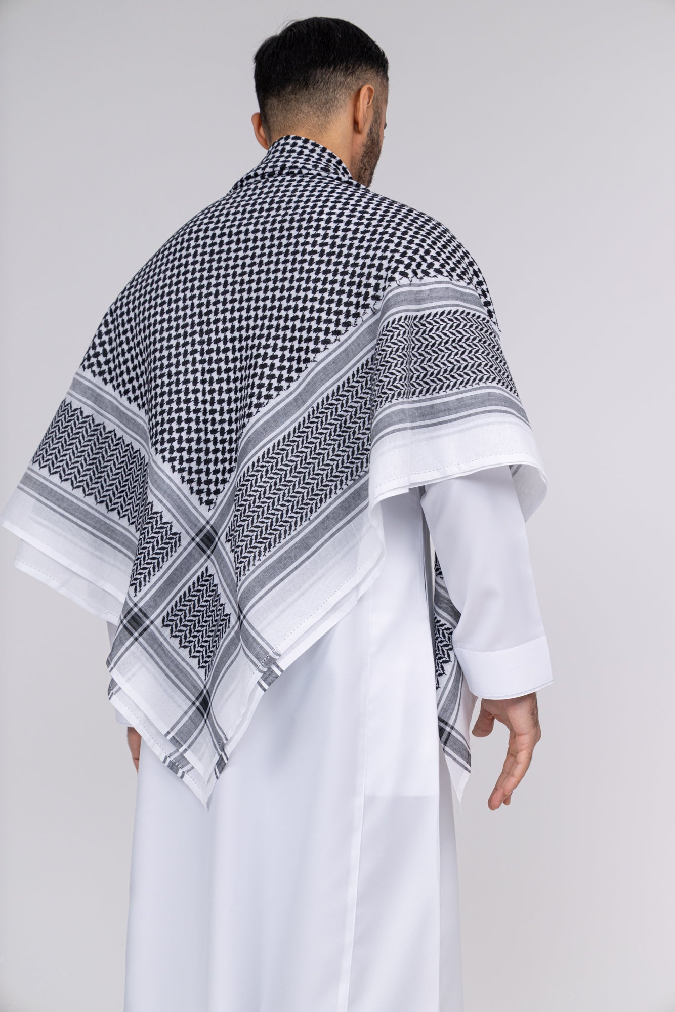 Black and White Arab Shemagh Headscarf