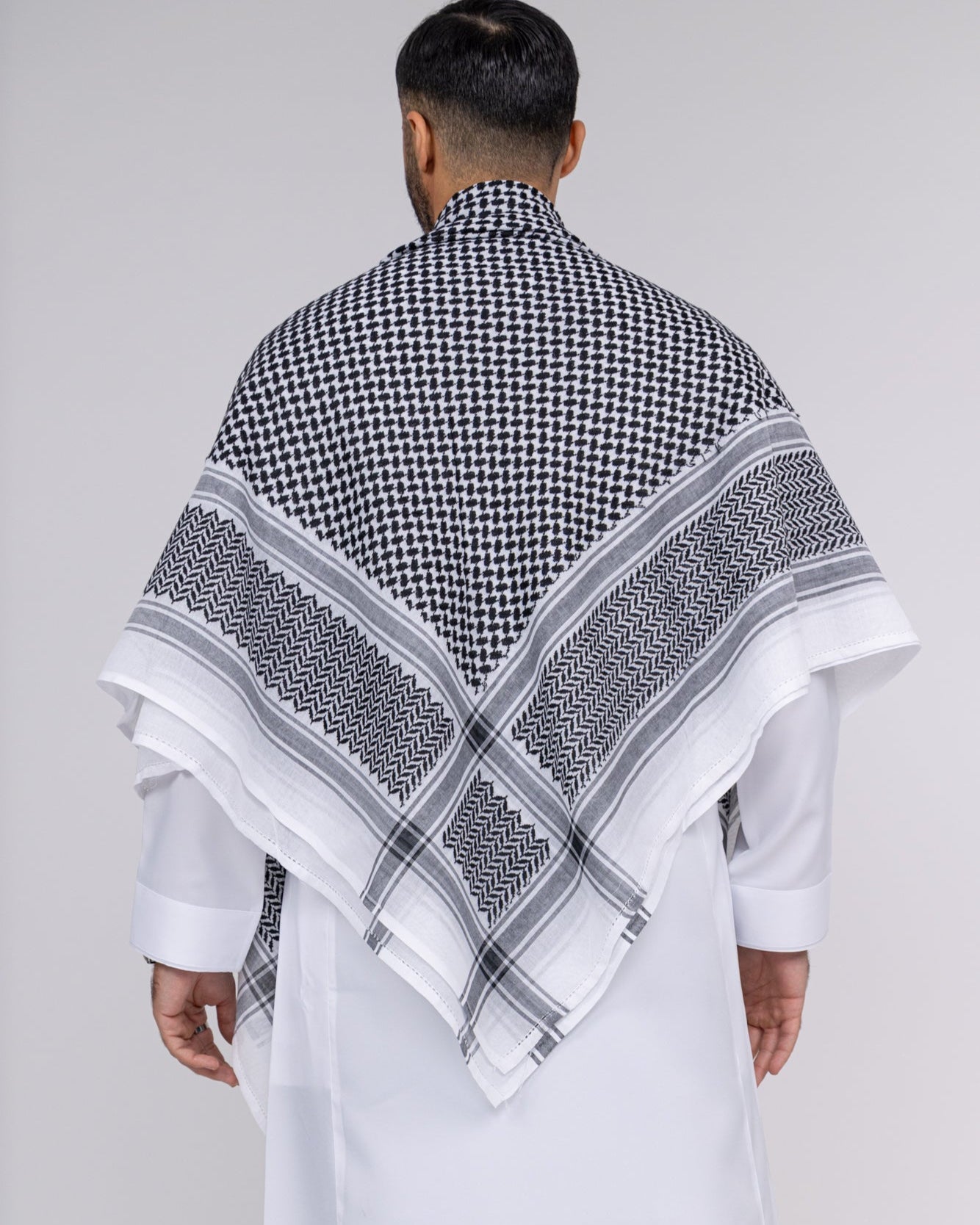Black and White Arab Shemagh Headscarf