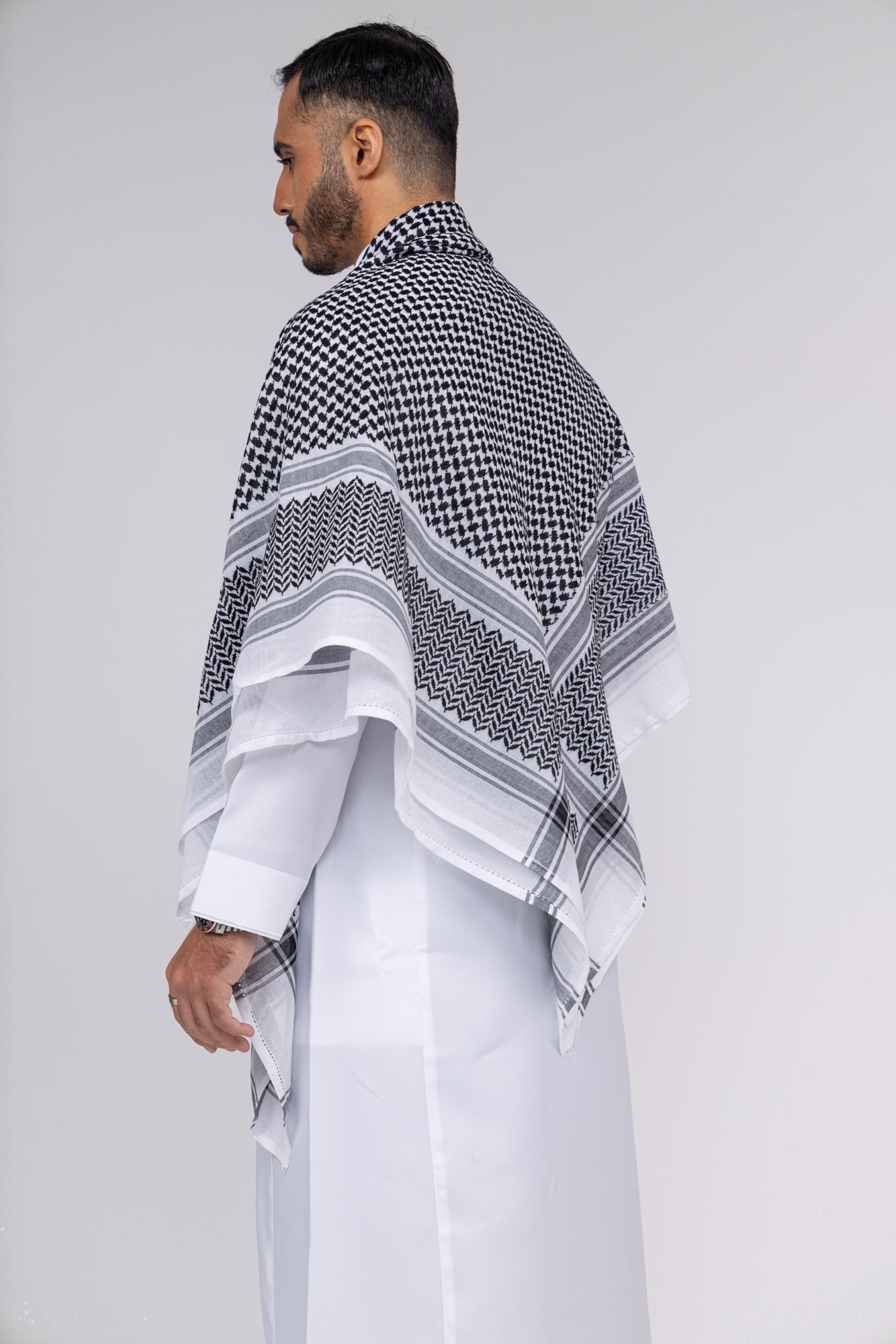 Black and White Arab Shemagh Headscarf