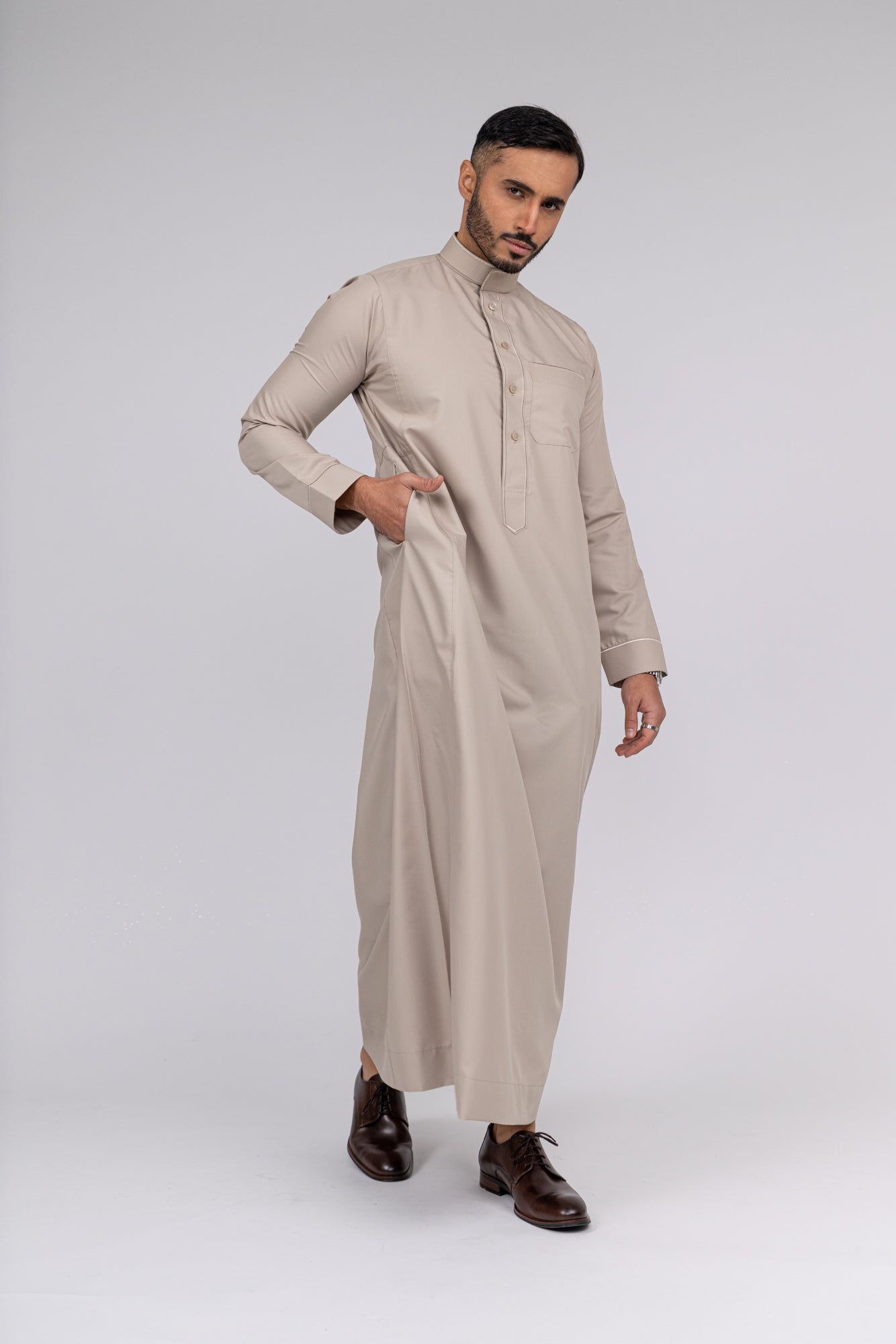 Beige Al-Aseel Embroidered Thobe
