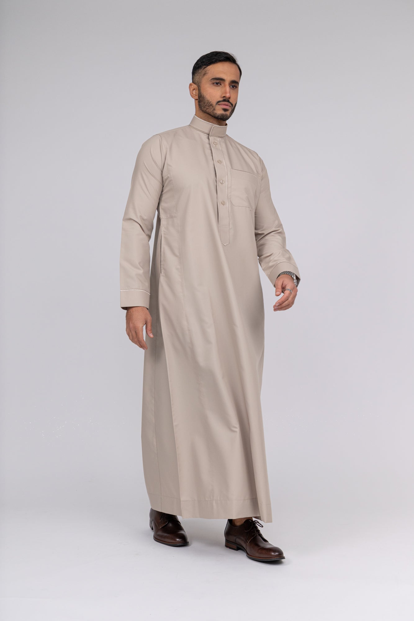 Beige Al-Aseel Embroidered Thobe