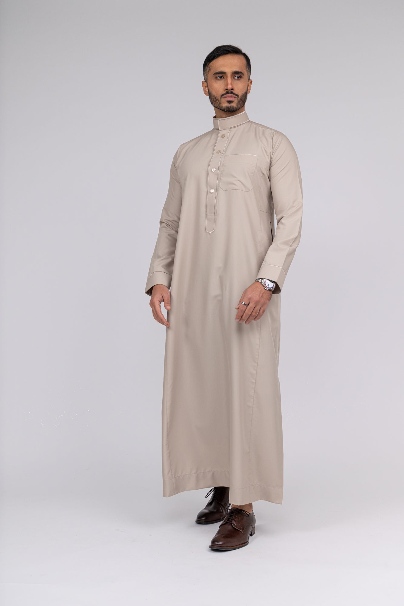 Beige Al-Aseel Embroidered Thobe