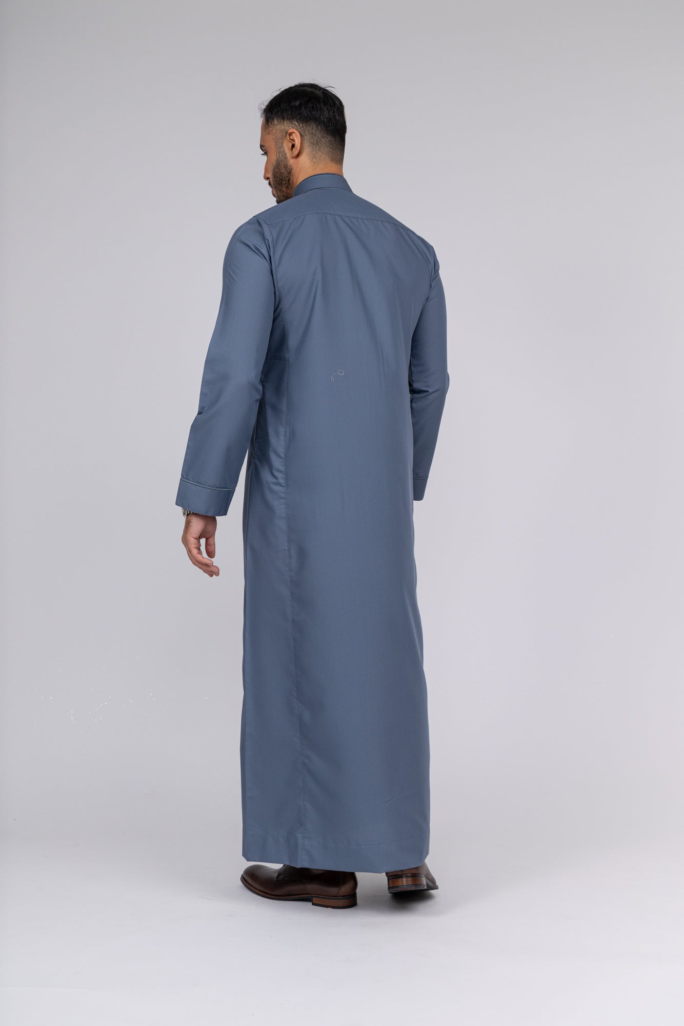 Grey Al-Aseel Embroidered Thobe