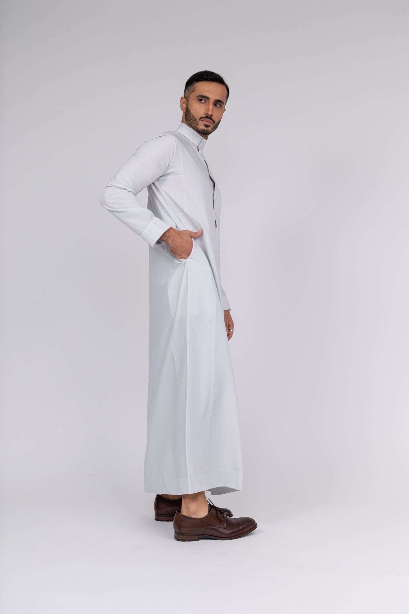 Ivory Al-Aseel Embroidered Thobe