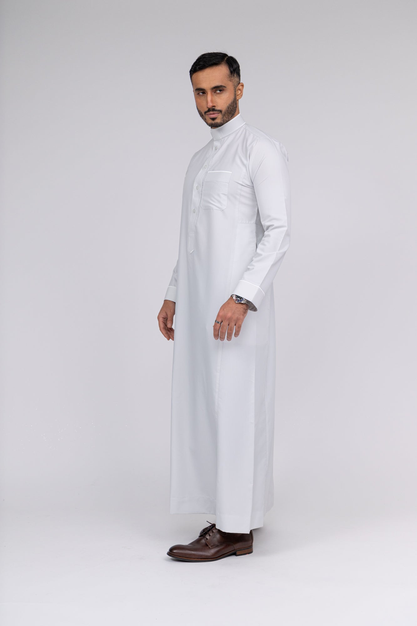 Ivory Al-Aseel Embroidered Thobe