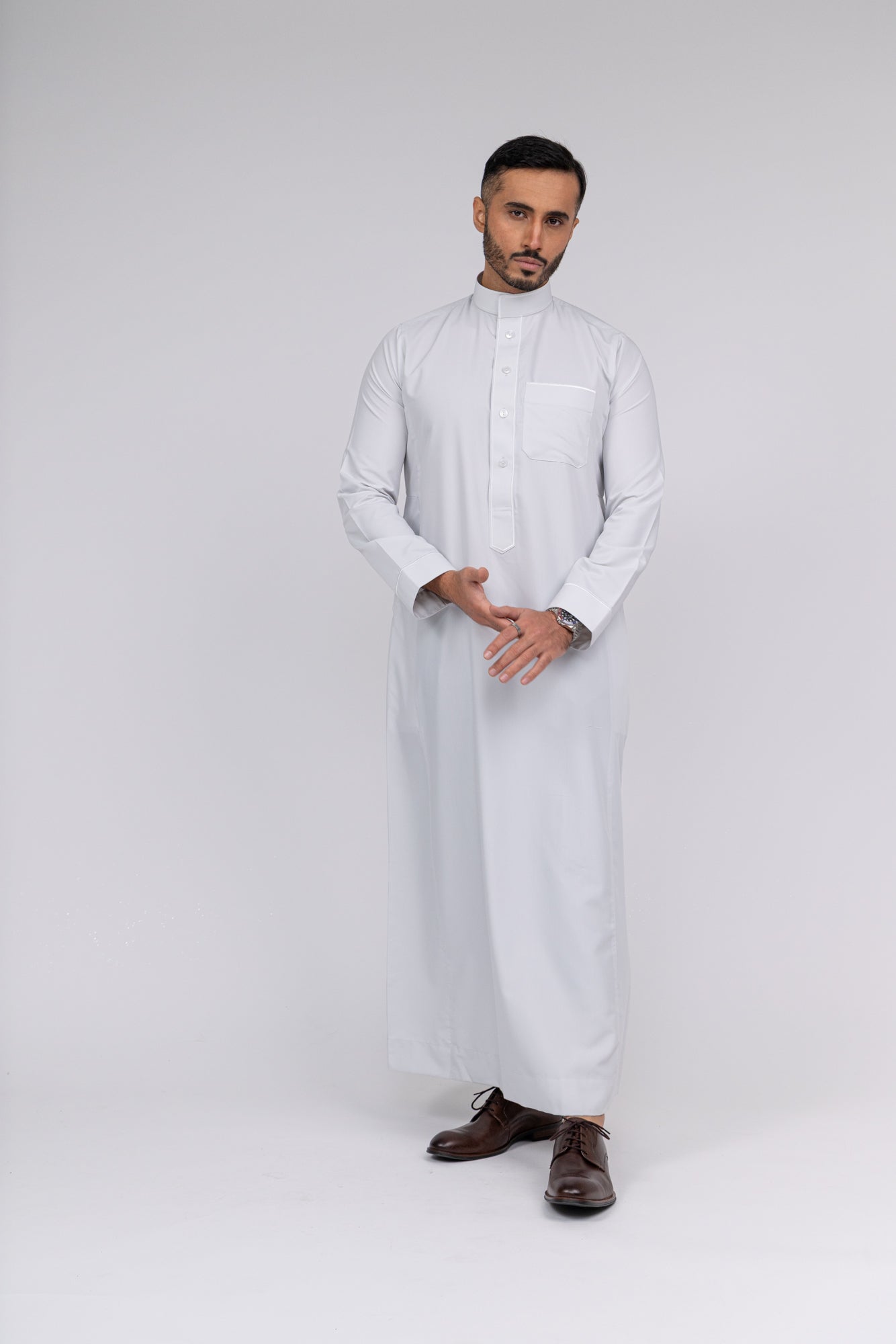 Ivory Al-Aseel Embroidered Thobe