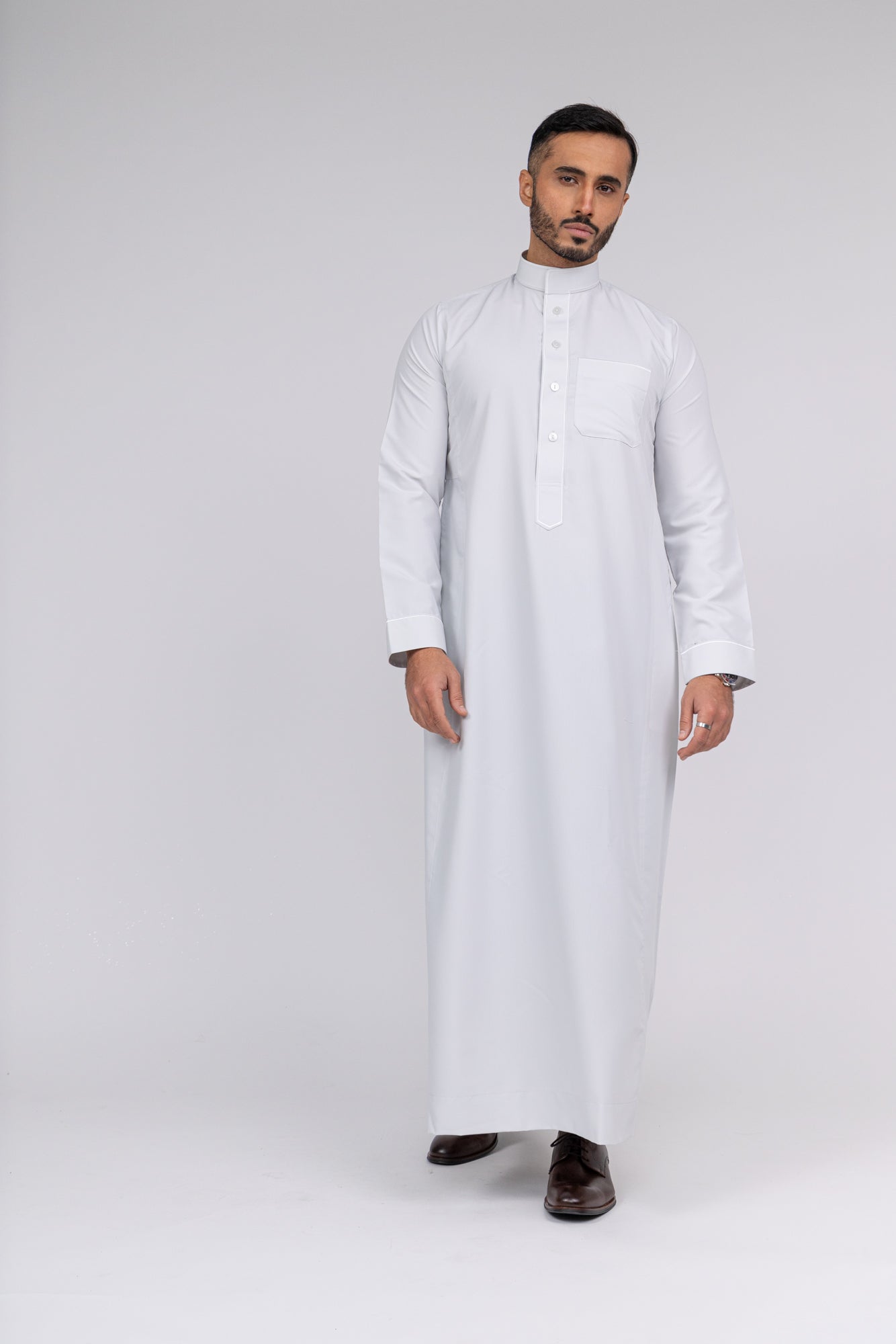 Ivory Al-Aseel Embroidered Thobe