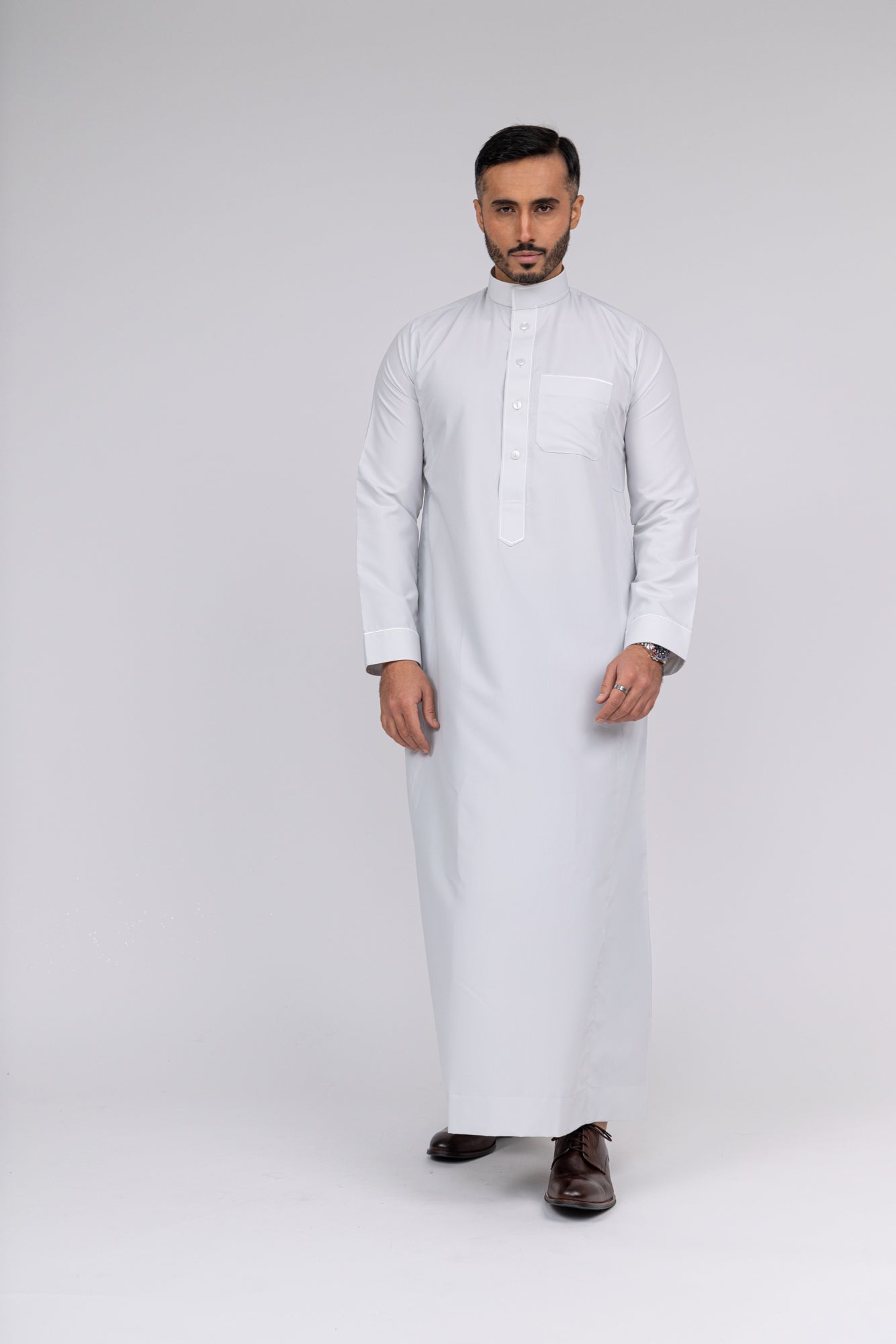 Ivory Al-Aseel Embroidered Thobe