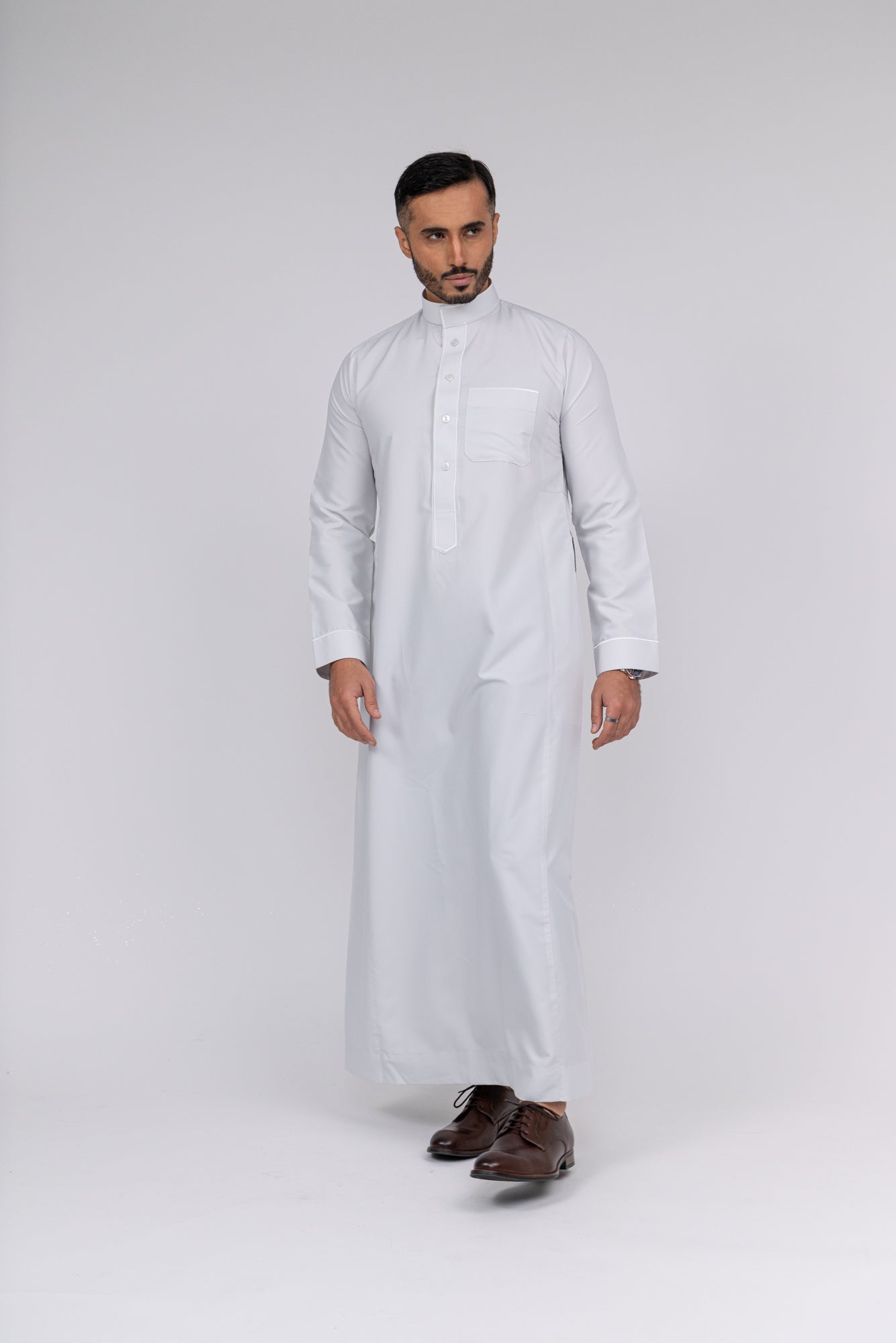 Ivory Al-Aseel Embroidered Thobe