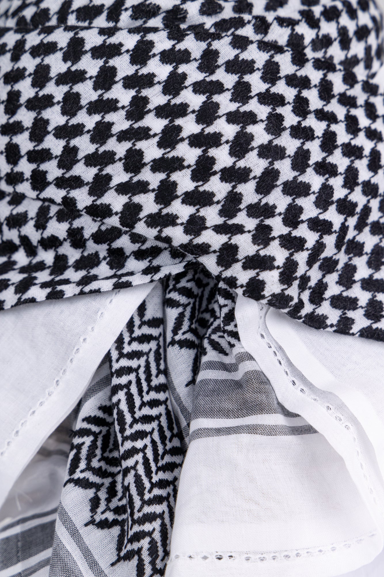 Mens Ready Made Palestinian Black & White Shemagh Keffiyeh