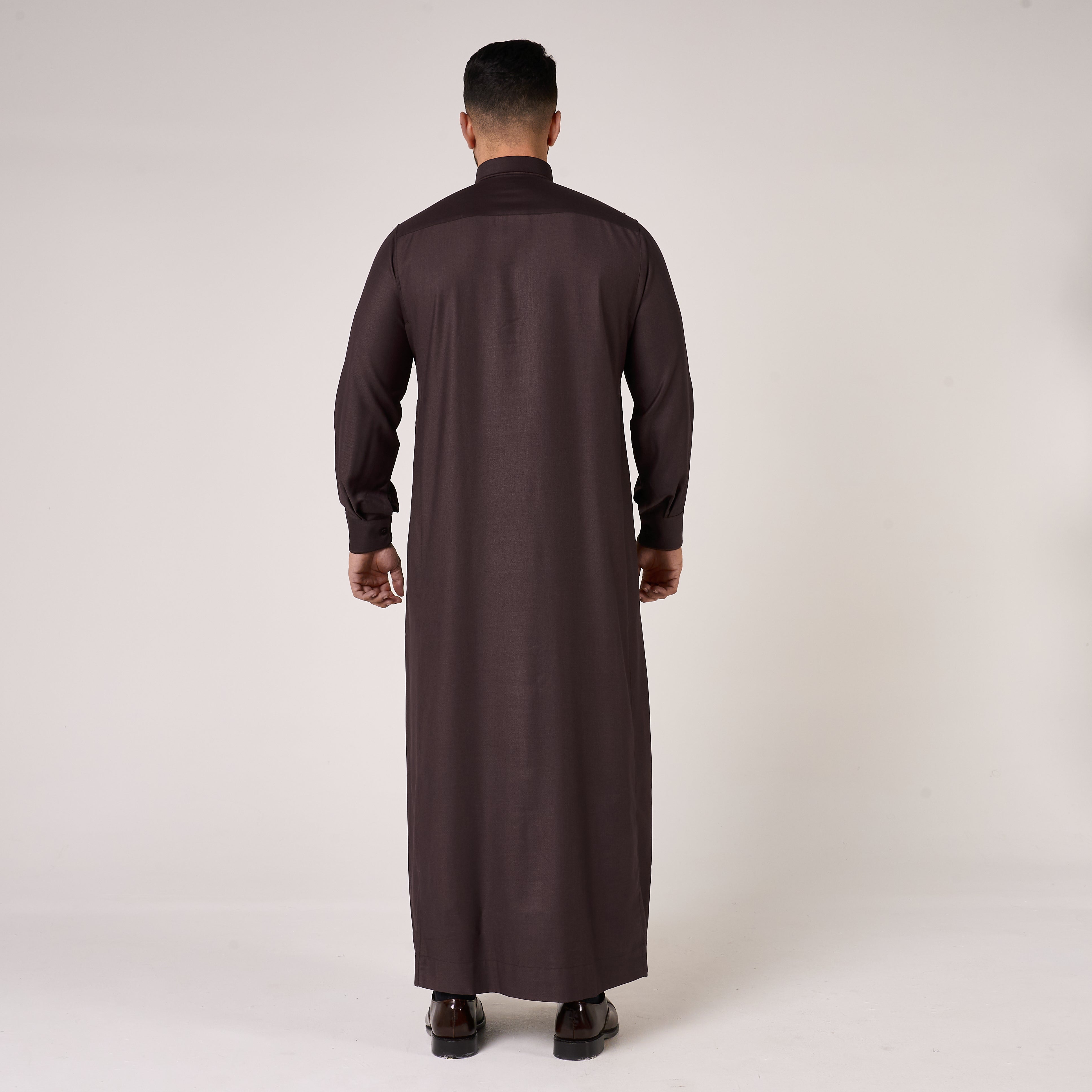 Midnight Purple Al-Aseel Shirt Collar Thobe (With Cuffs)