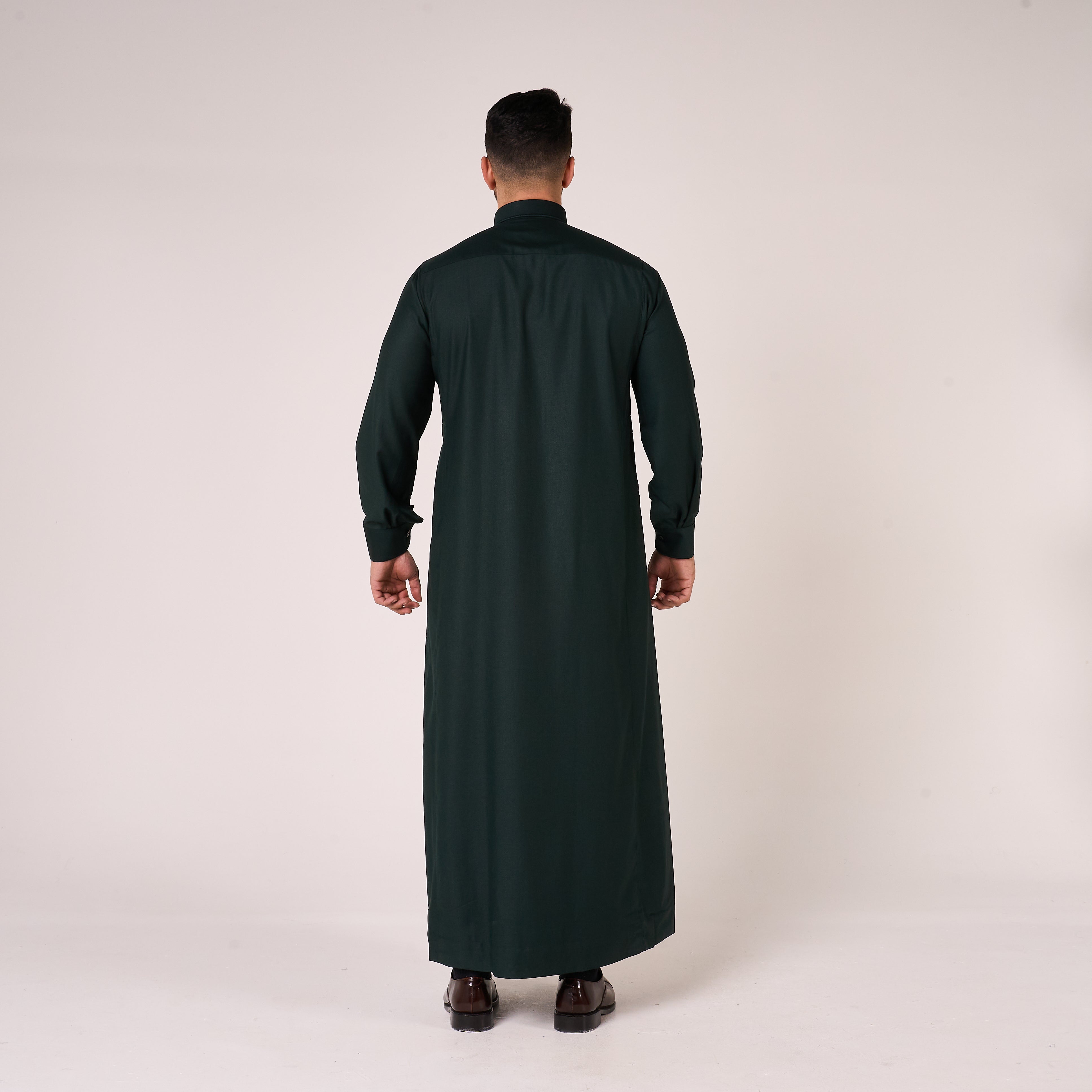 Forest Green Al-Aseel Shirt Collar Thobe (With Cuffs)