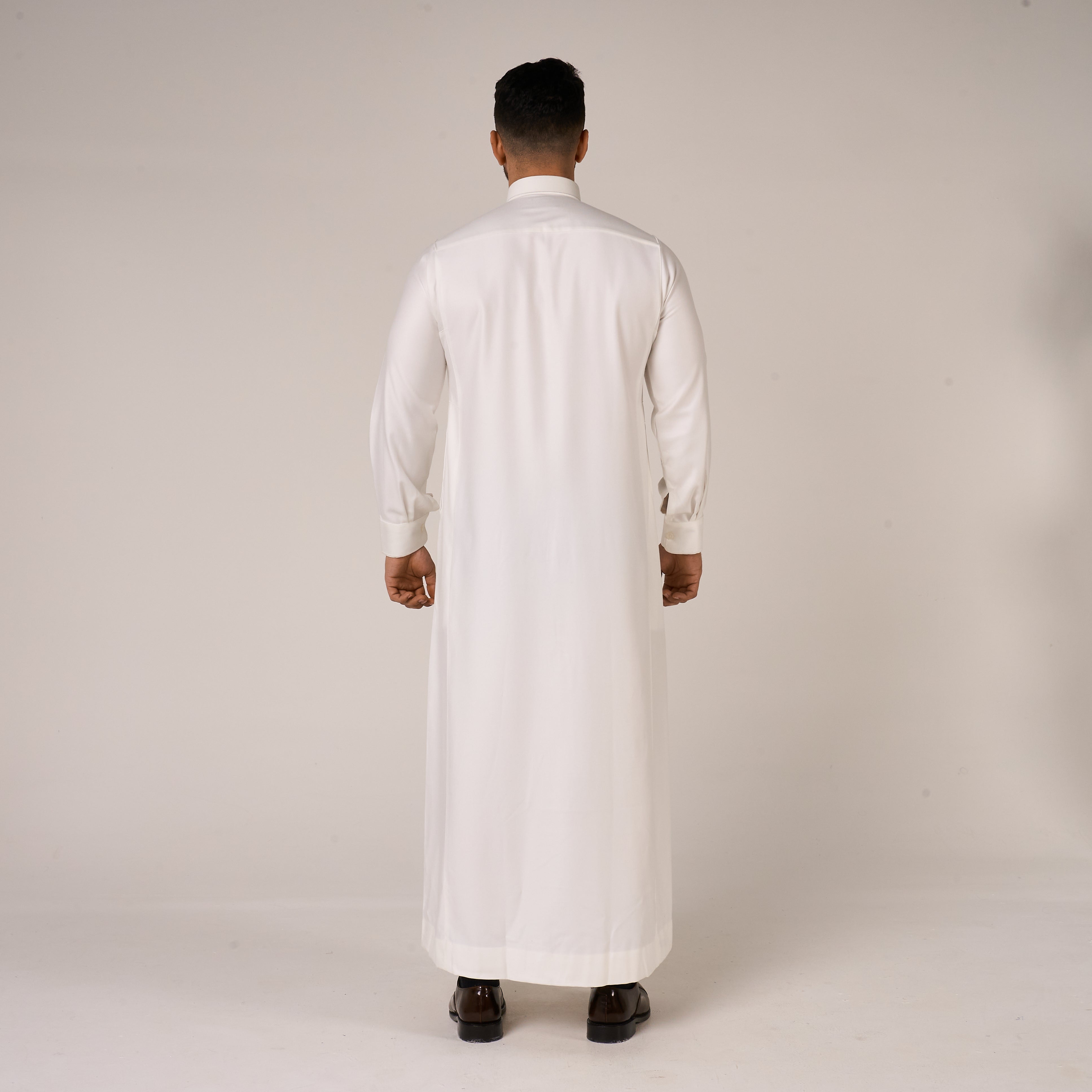 Cream Al-Aseel Shirt Collar Thobe (With Cuffs)