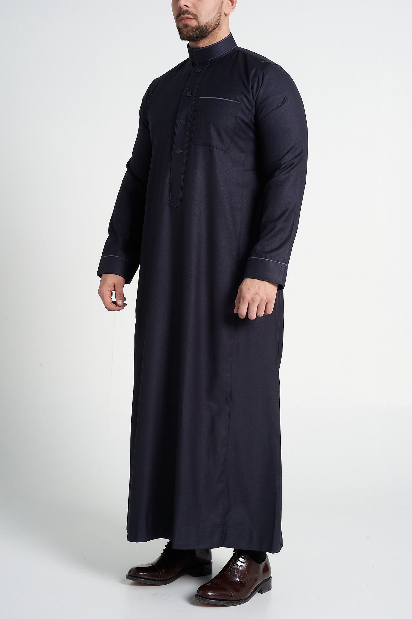 Charcoal Al-Aseel Embroidered Thobe