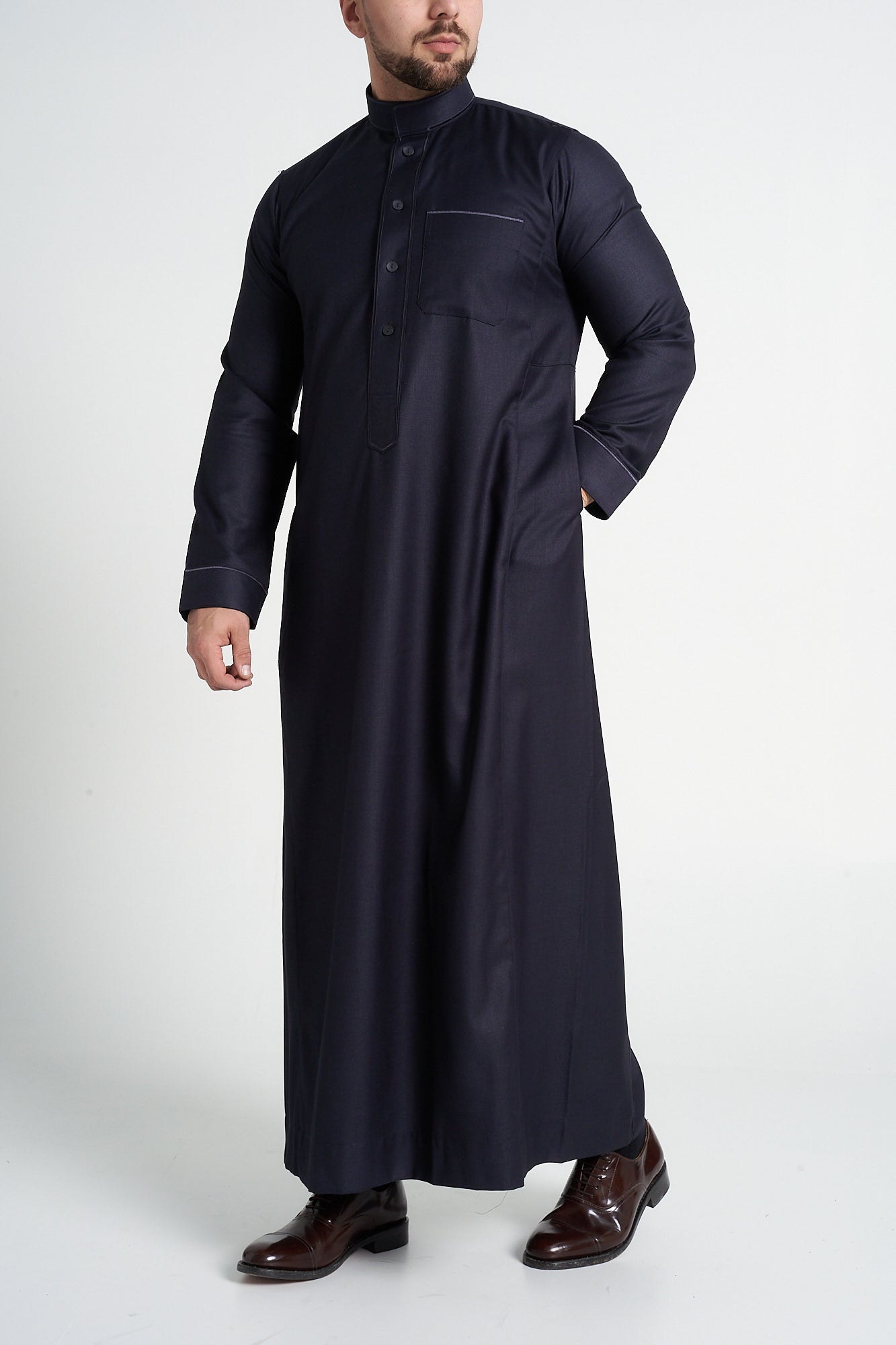 Charcoal Al-Aseel Embroidered Thobe