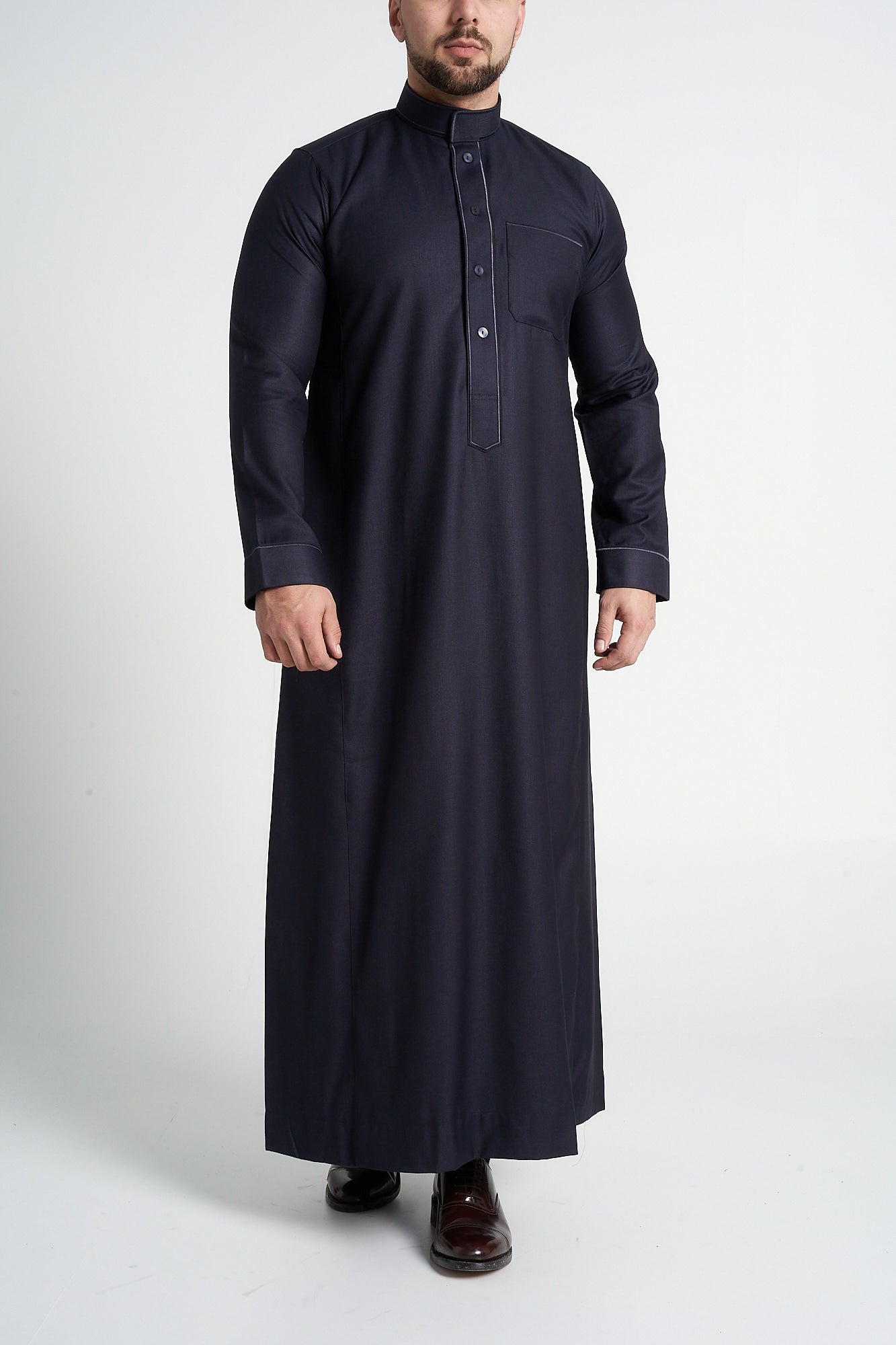 Charcoal Al-Aseel Embroidered Thobe