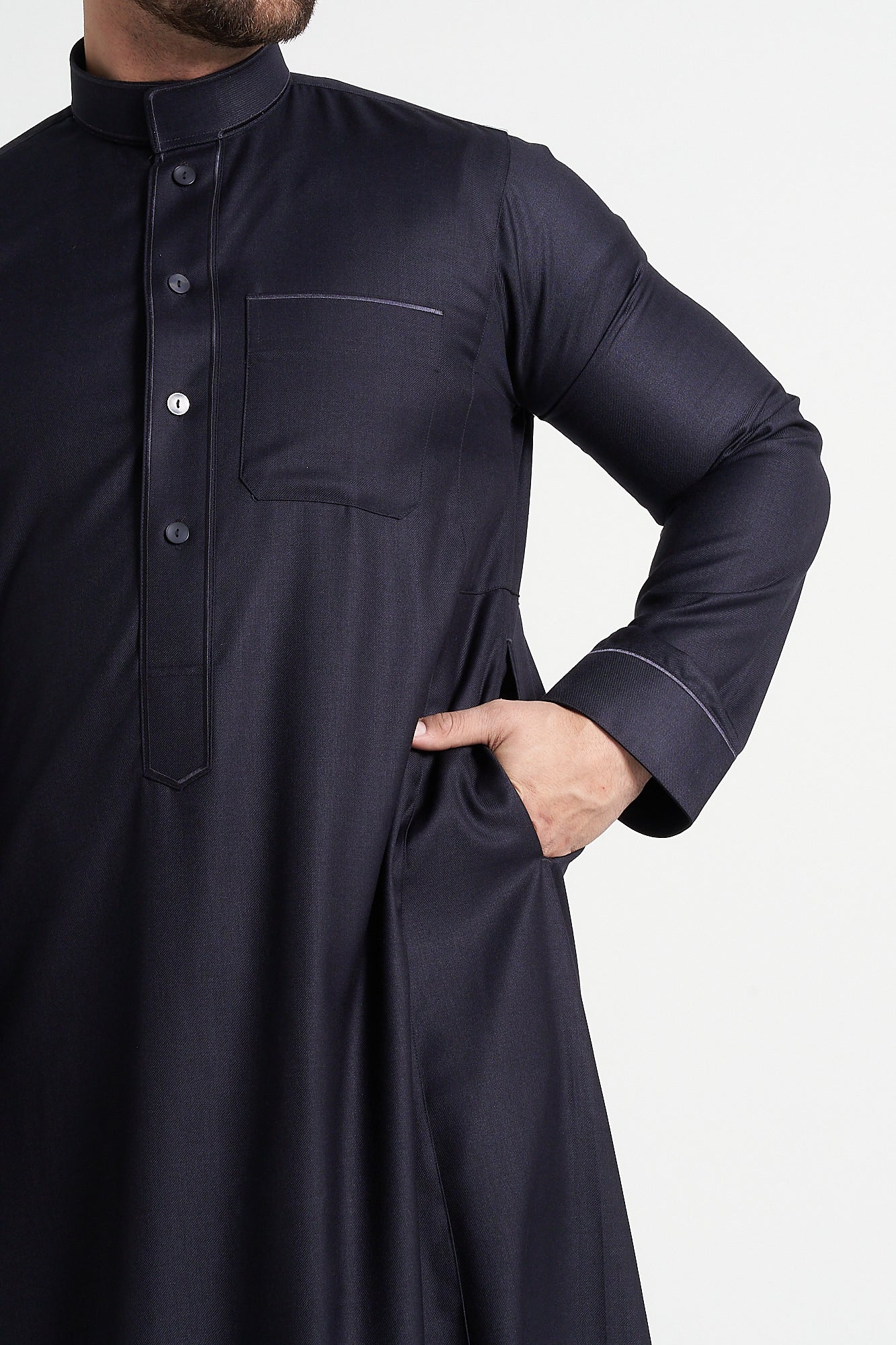 Charcoal Al-Aseel Embroidered Thobe