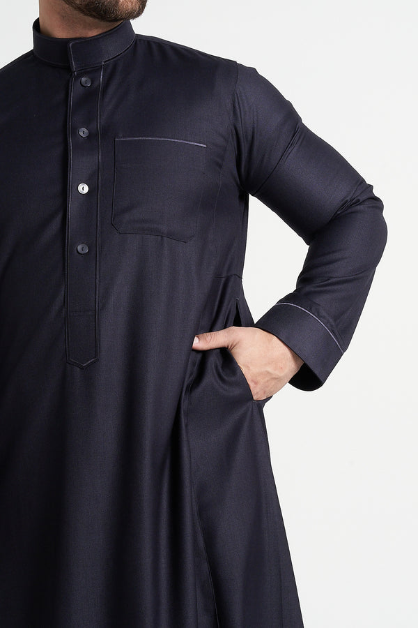 Charcoal Al-Aseel Embroidered Thobe