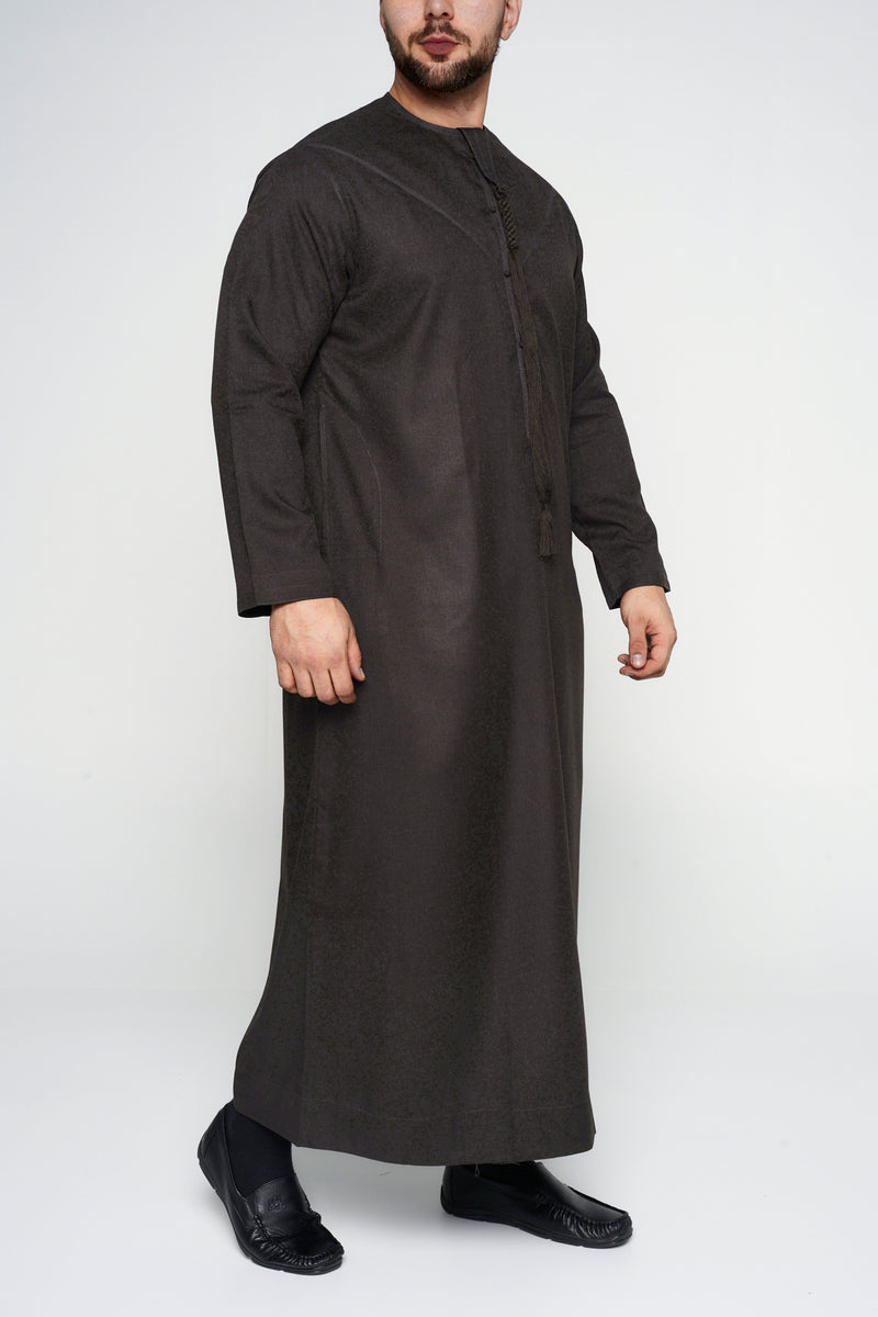Chocolate Brown Cashmere Wool Emirati Thobe