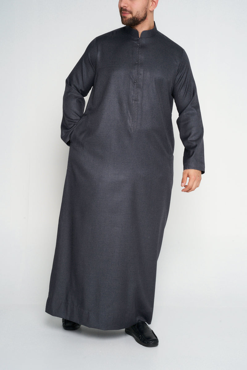 Grey Cashmere Wool Bahraini Thobe