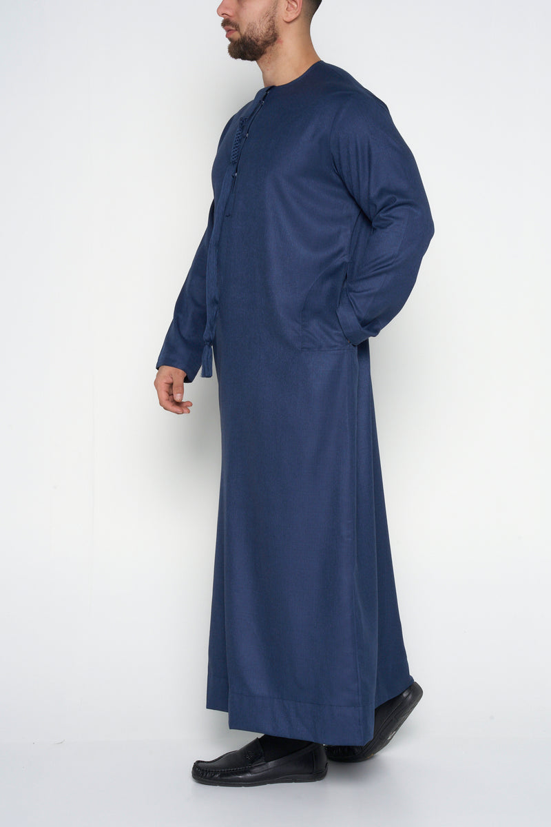 Midnight Blue Cashmere Wool Emirati Thobe