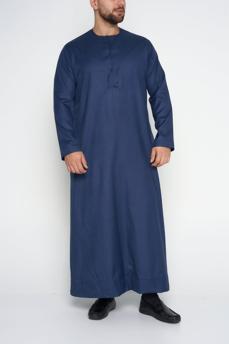 Midnight Blue Cashmere Wool Emirati Thobe