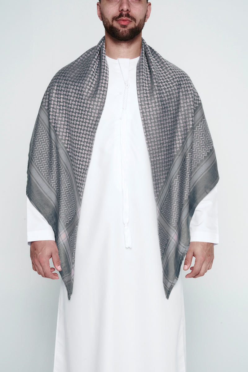 Teal & Beige Arab Shemagh Headscarf
